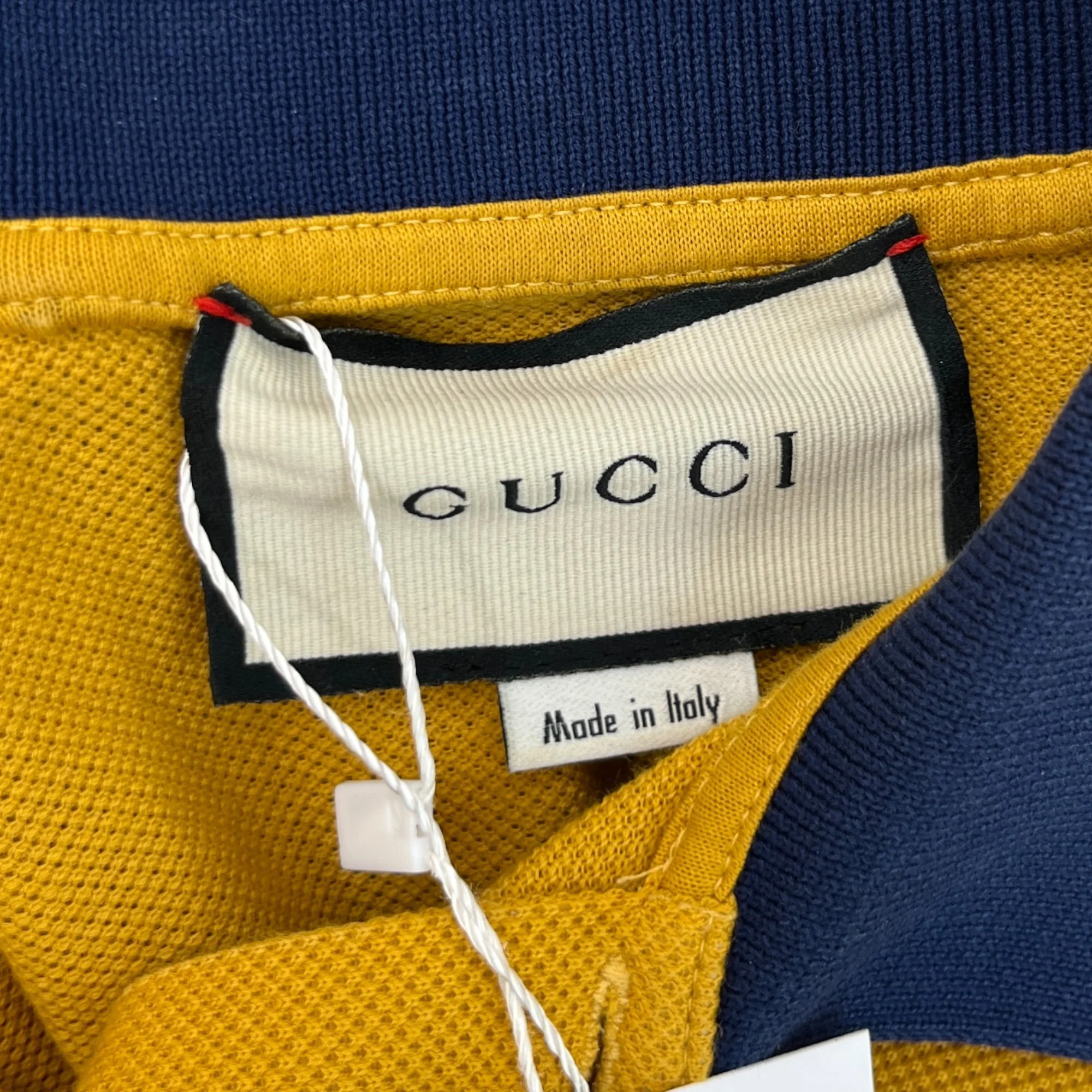 Men's Tape Logo Polo Shirt Yellow Size XS - Image 7