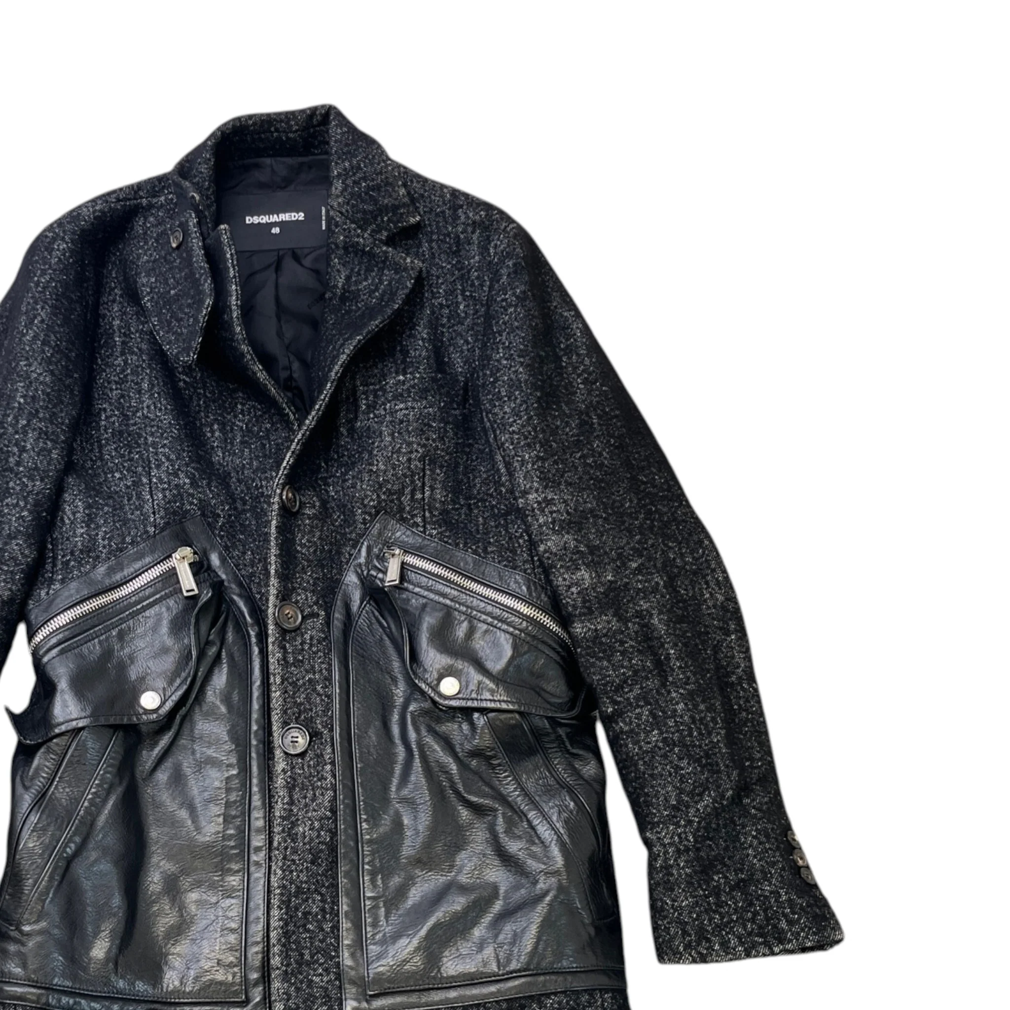 Men's Tokyo Wool Leather Jacket Black Size IT 48 / M - Image 3