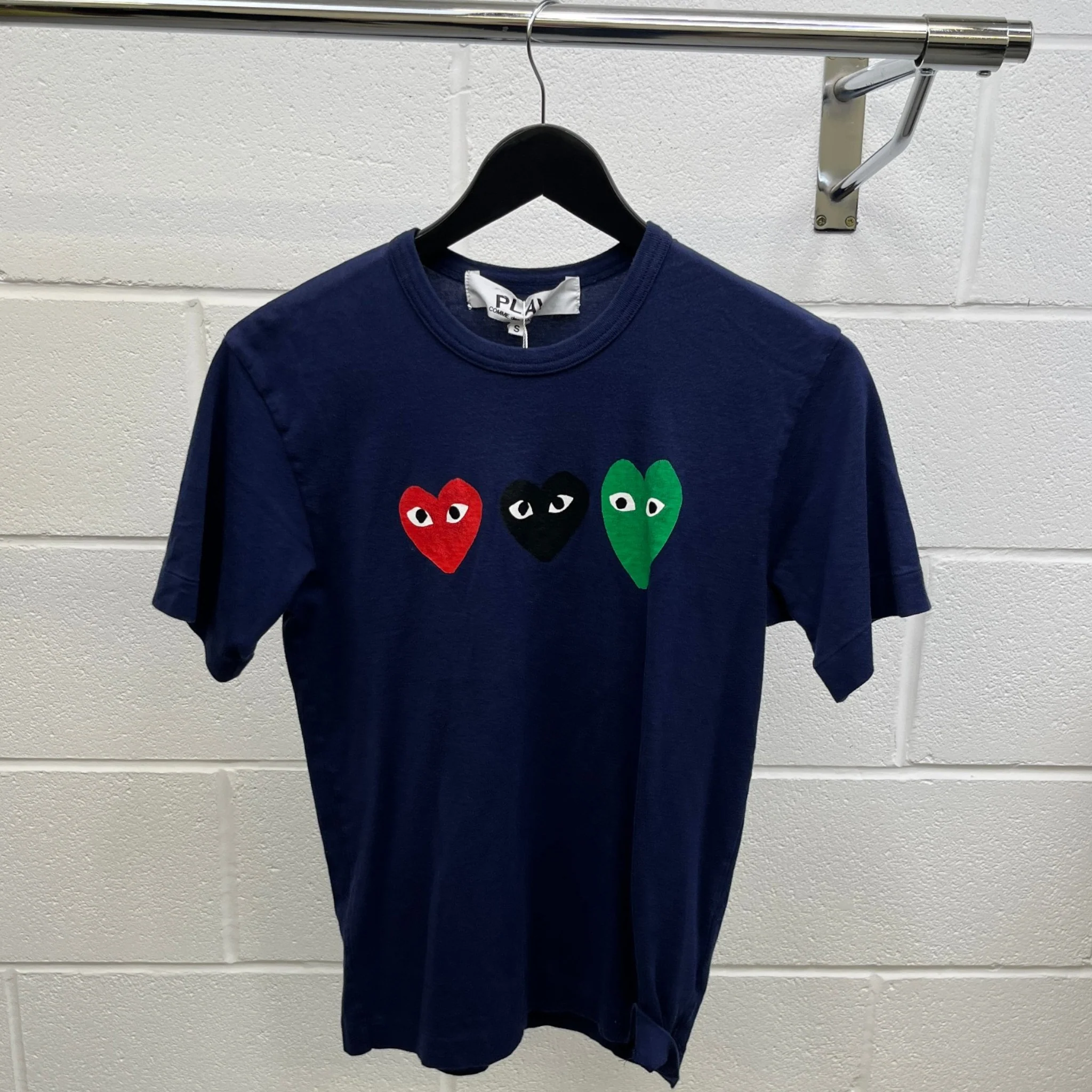 Men's Triple Heart T-Shirt Navy Size S - Image 8