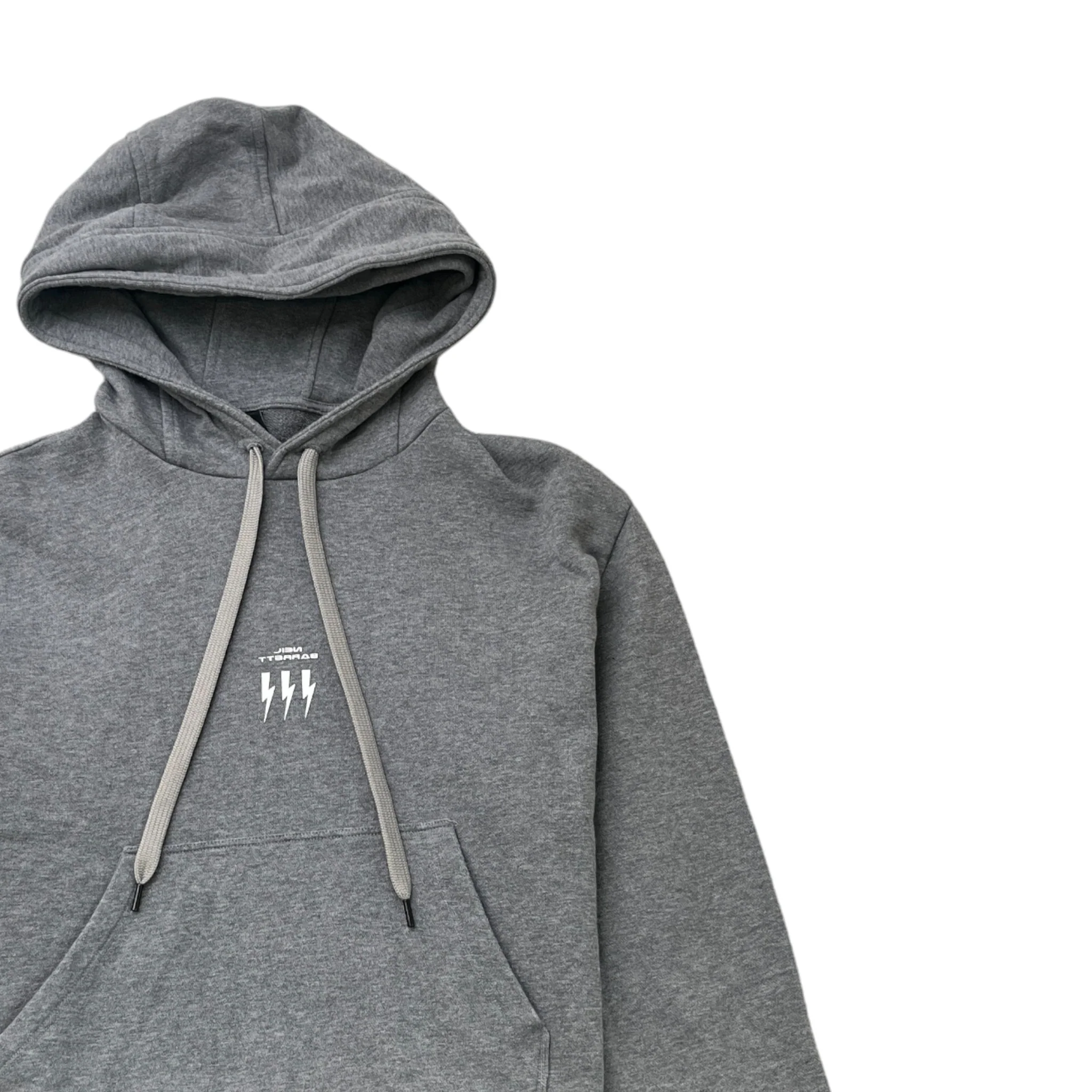 Men's Triple Lighting Bolt Logo Hoodie Grey Size M - Image 3