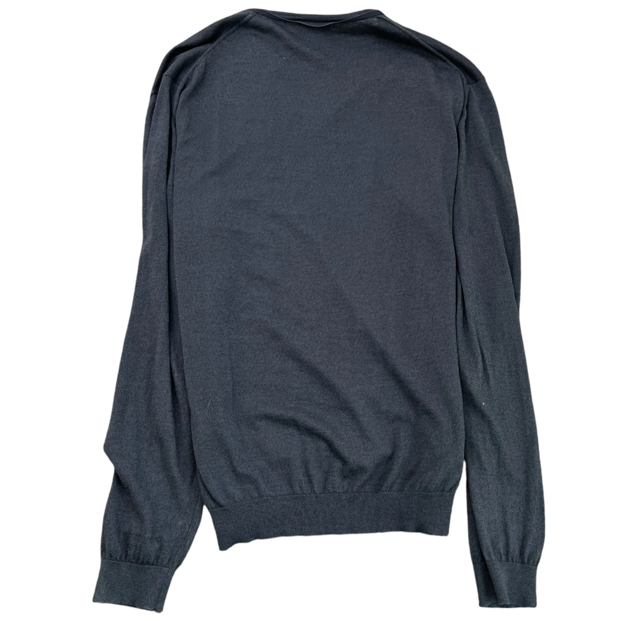 Men's V Neck Jumper Grey Size L - Image 2