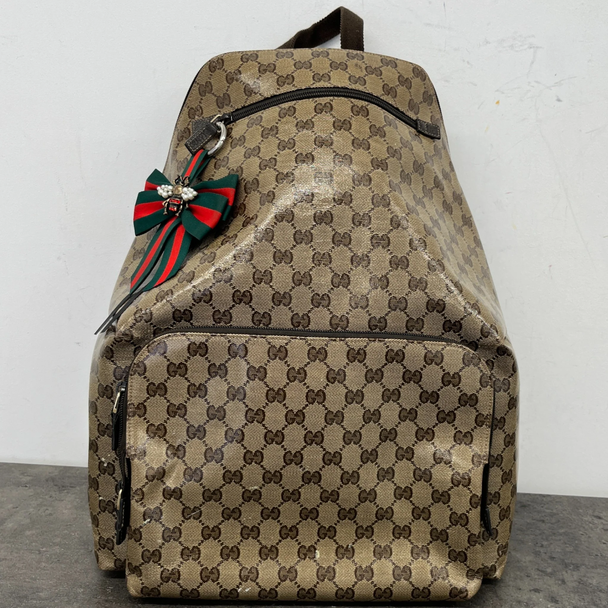 Men's Vintage Gg Canvas Backpack Brown - Image 12