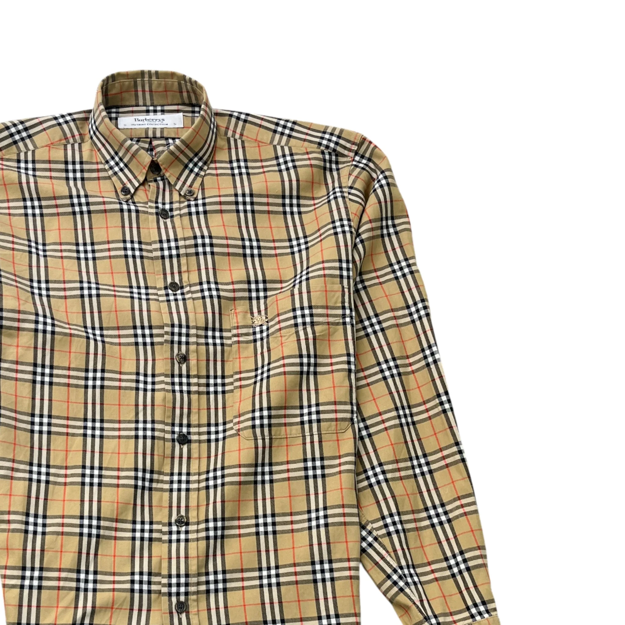 Men's Vintage Nova Check Shirt Tan Size S - Image 3