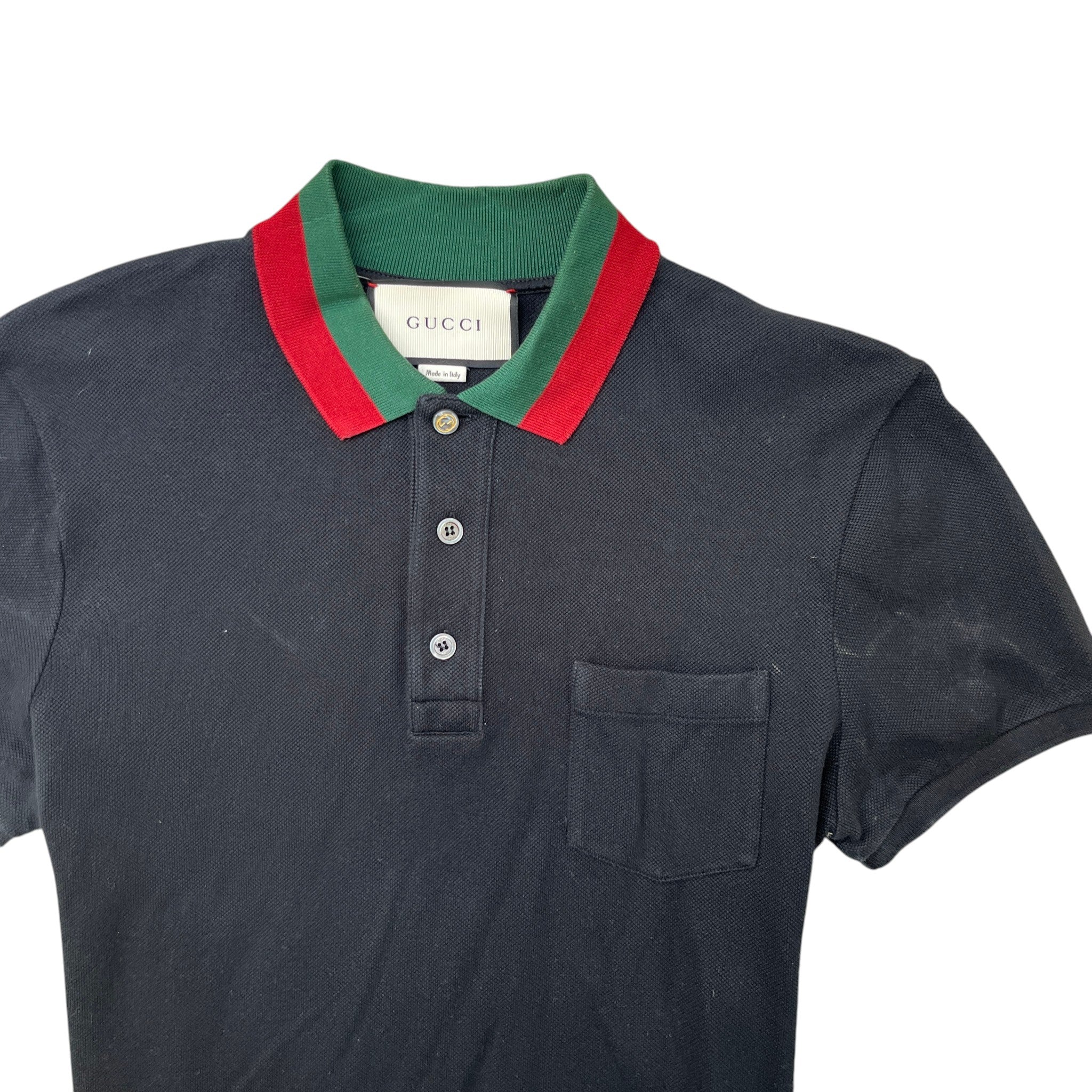 Men's Web Collar Polo Shirt Black Size M - Image 5
