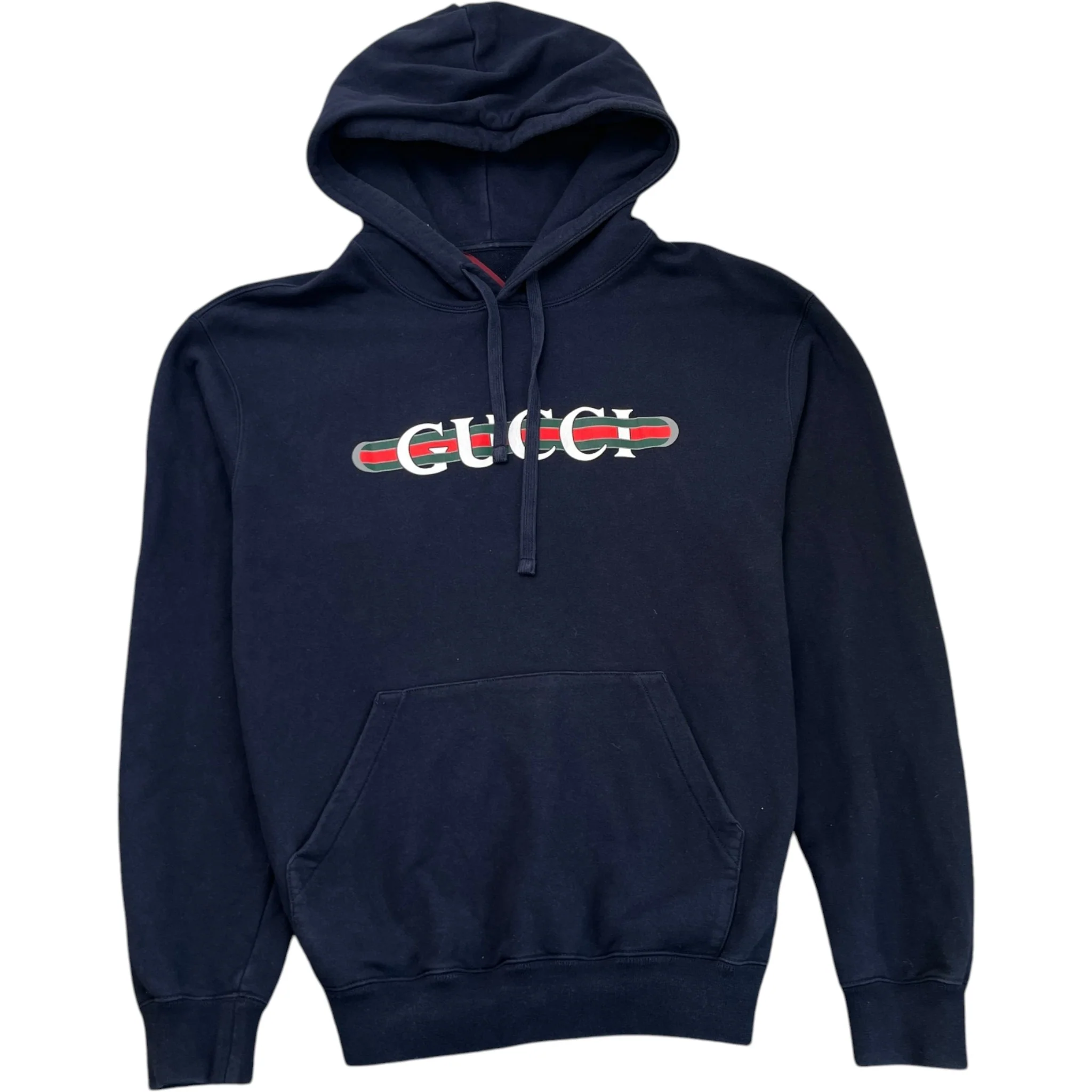 Men's Web Logo Print Hoodie Navy Size M