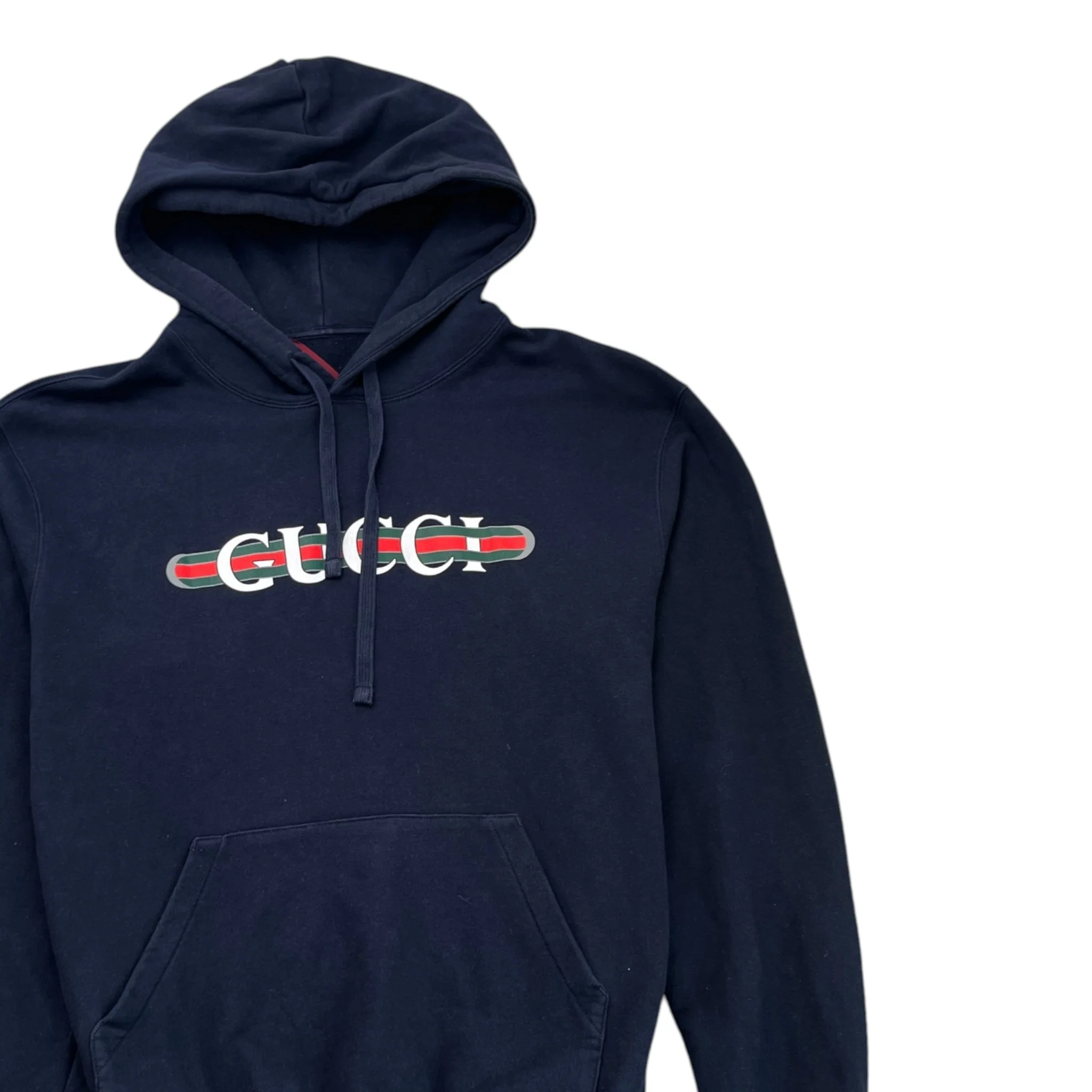 Men's Web Logo Print Hoodie Navy Size M - Image 3