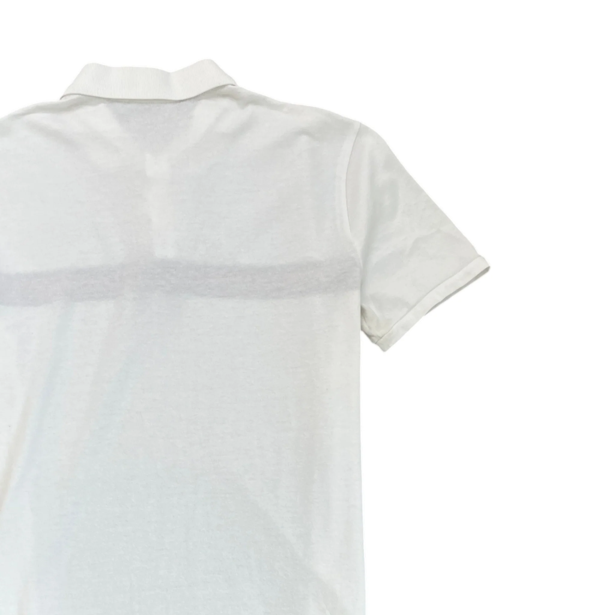 Men's Web Strip Polo Shirt White Size M - Image 4