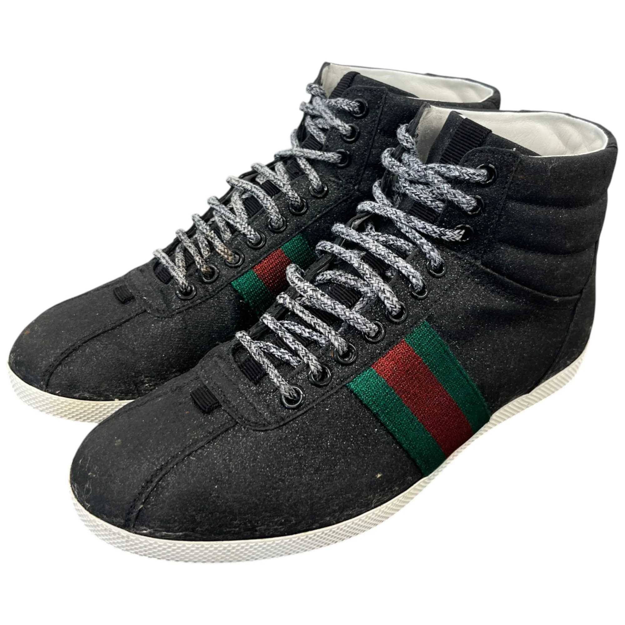 Men's Web Stripe High Trainers Black Size EU 40 / UK 6 - Image 9