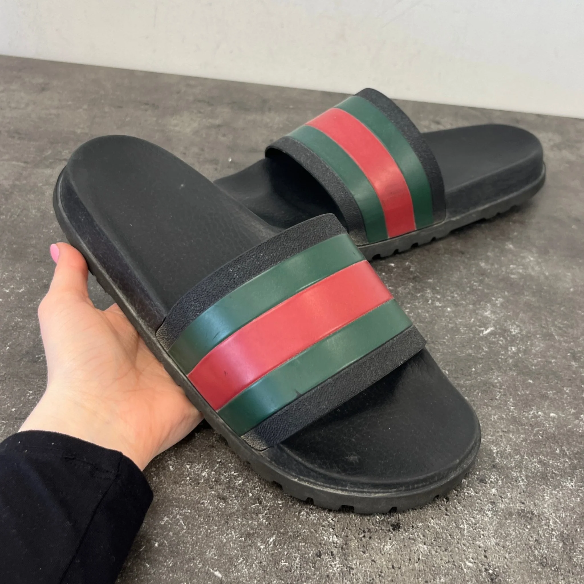 Men's Web Stripe Slides Black Size EU 43 / UK 9 - Image 11