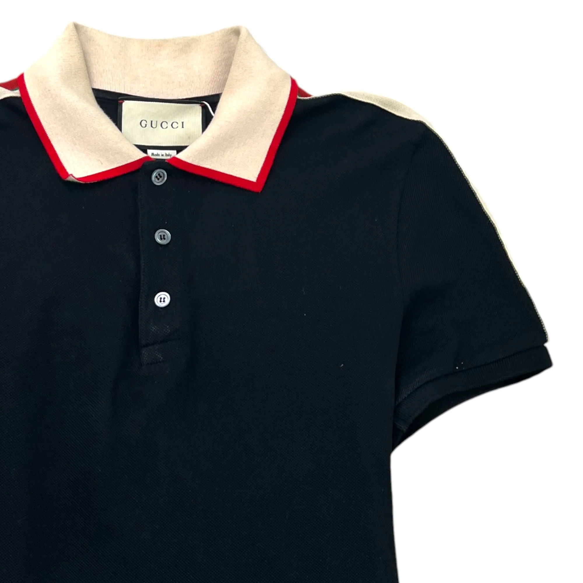 Men's Web Tape Logo Polo Shirt Black Size M - Image 3
