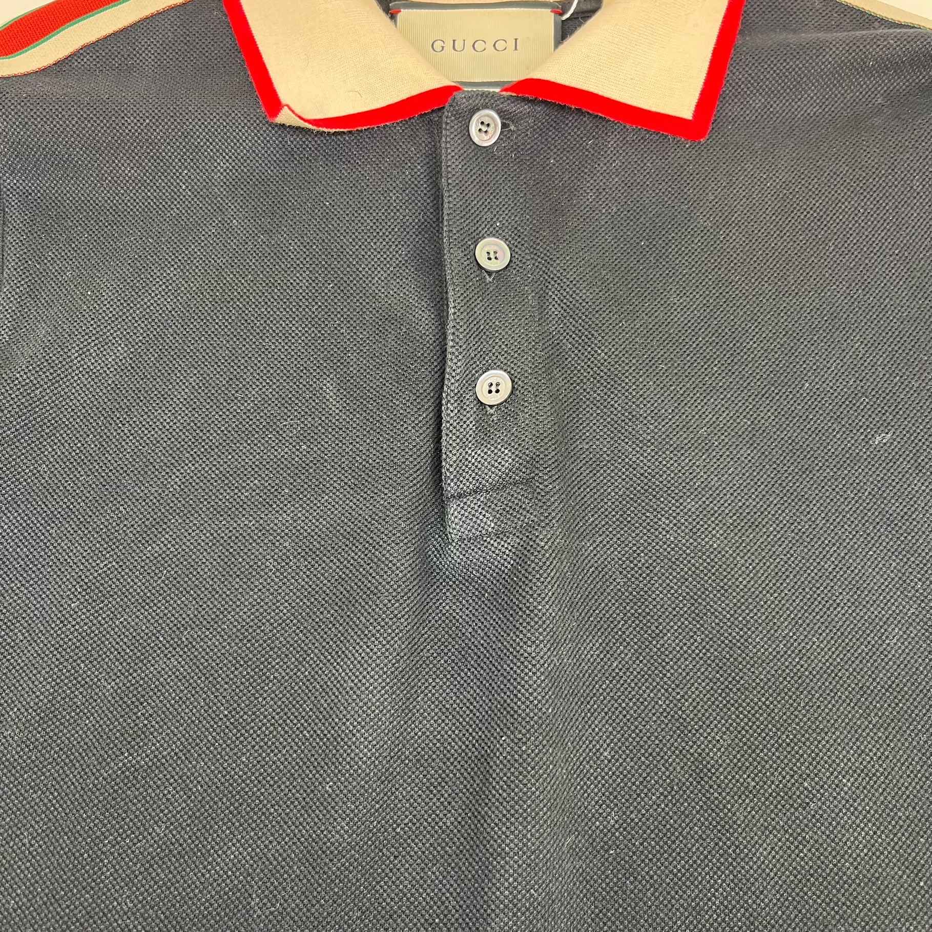 Men's Web Tape Logo Polo Shirt Black Size M - Image 8