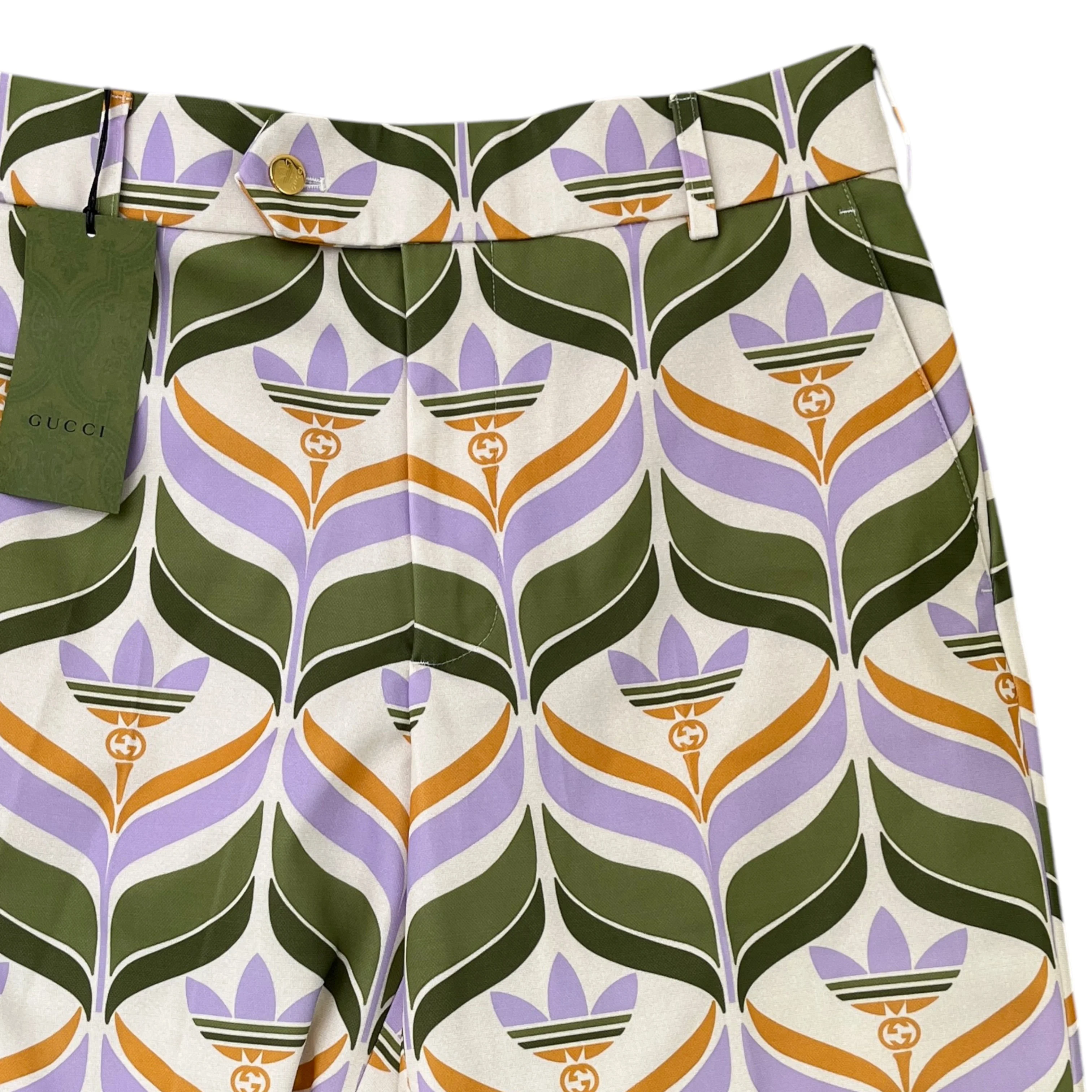 Men's X Adidas Trefoil Print Shorts Green Size M - Image 3