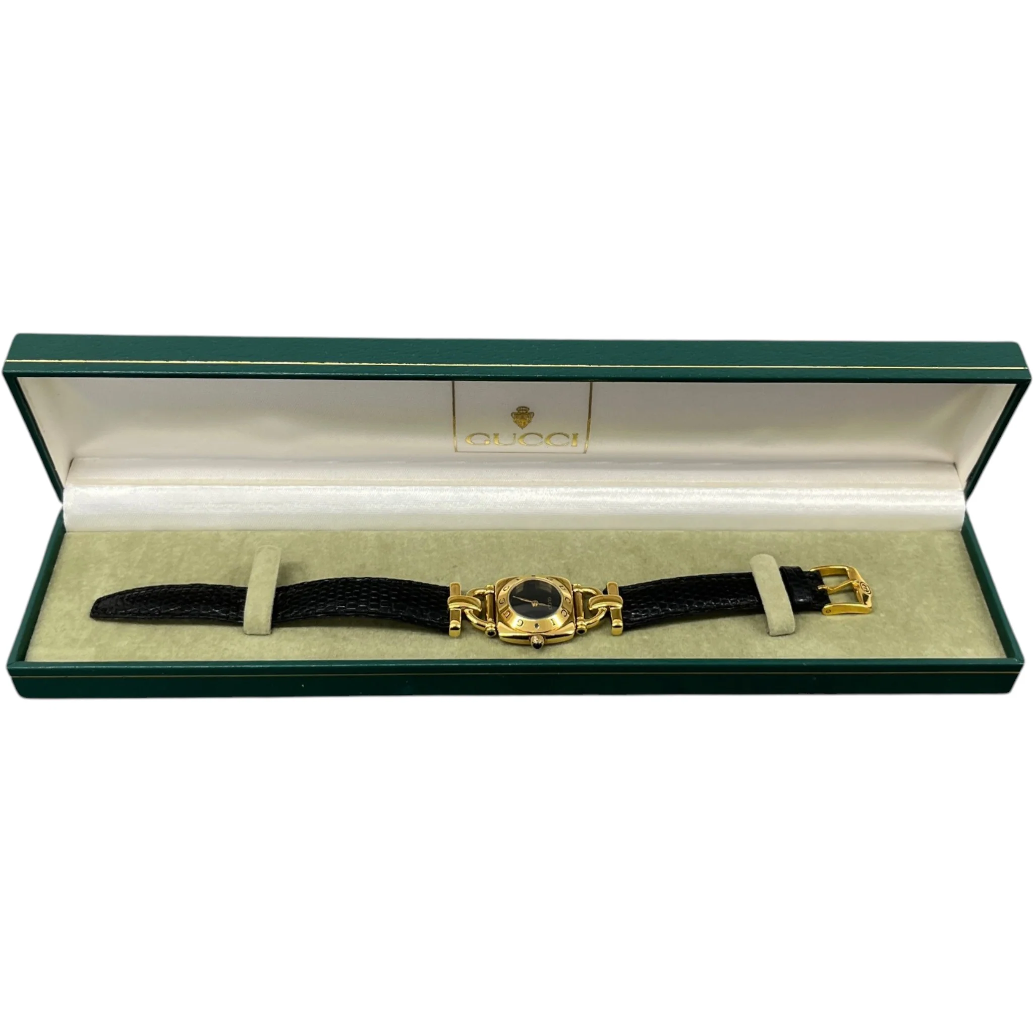 Women's 6300L Vintage Gold Plated Horsebit Watch Black - Image 5