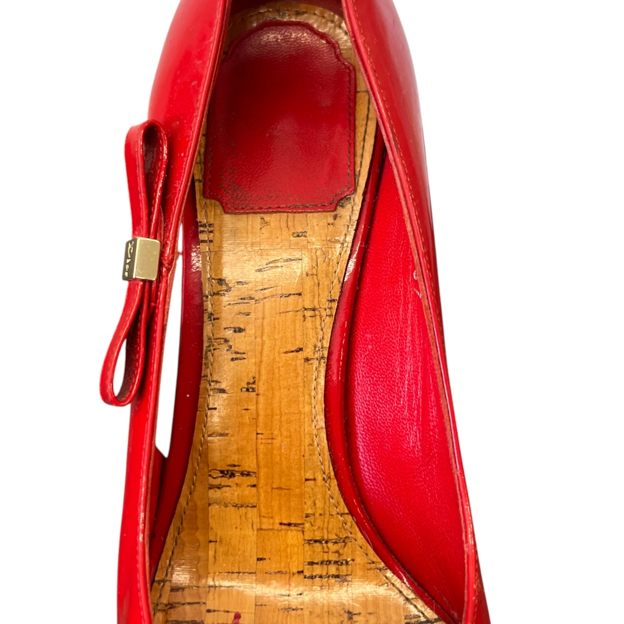 Women's Bow Peep Toe Heels Red Size EU 37 / UK 4 - Image 12