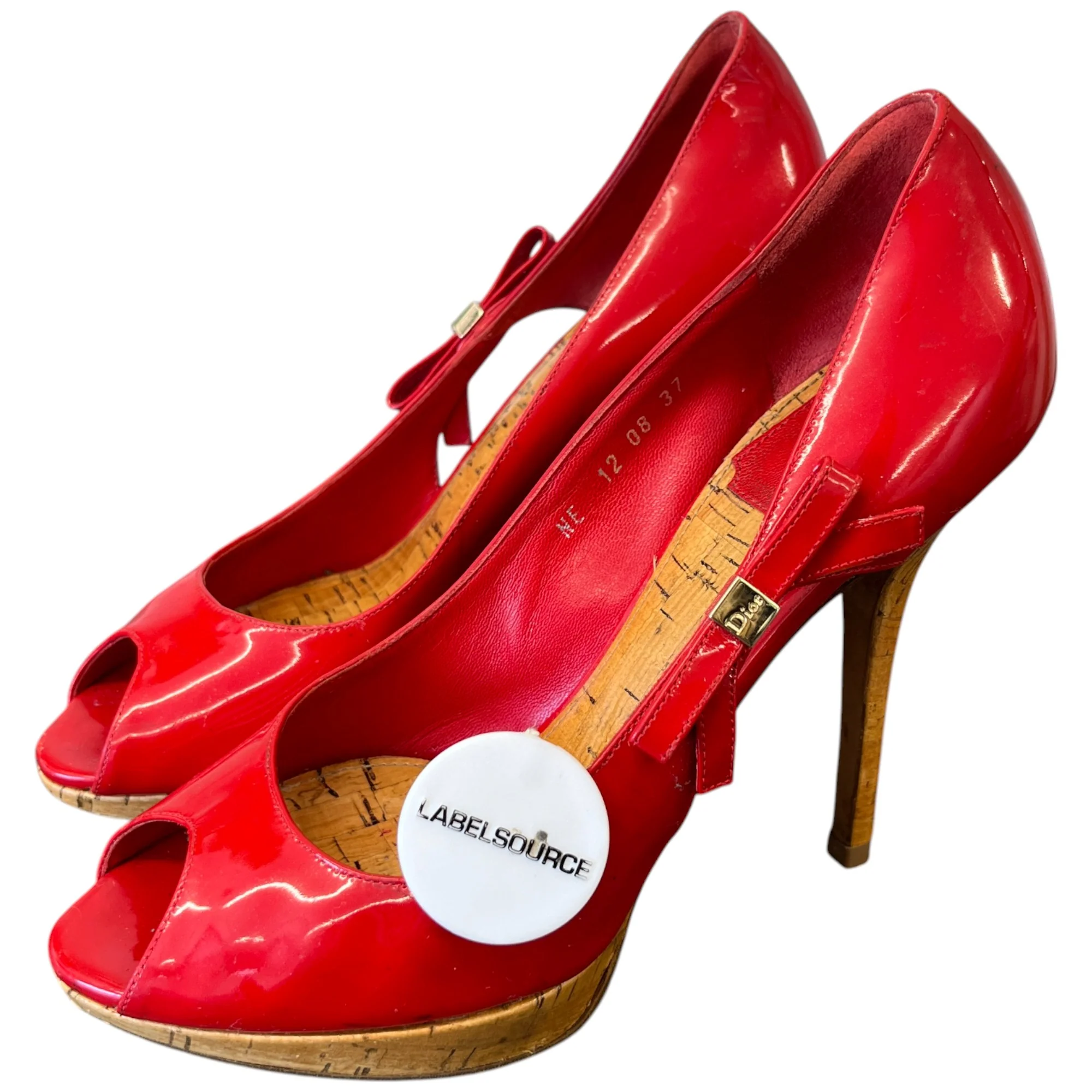 Women's Bow Peep Toe Heels Red Size EU 37 / UK 4 - Image 14