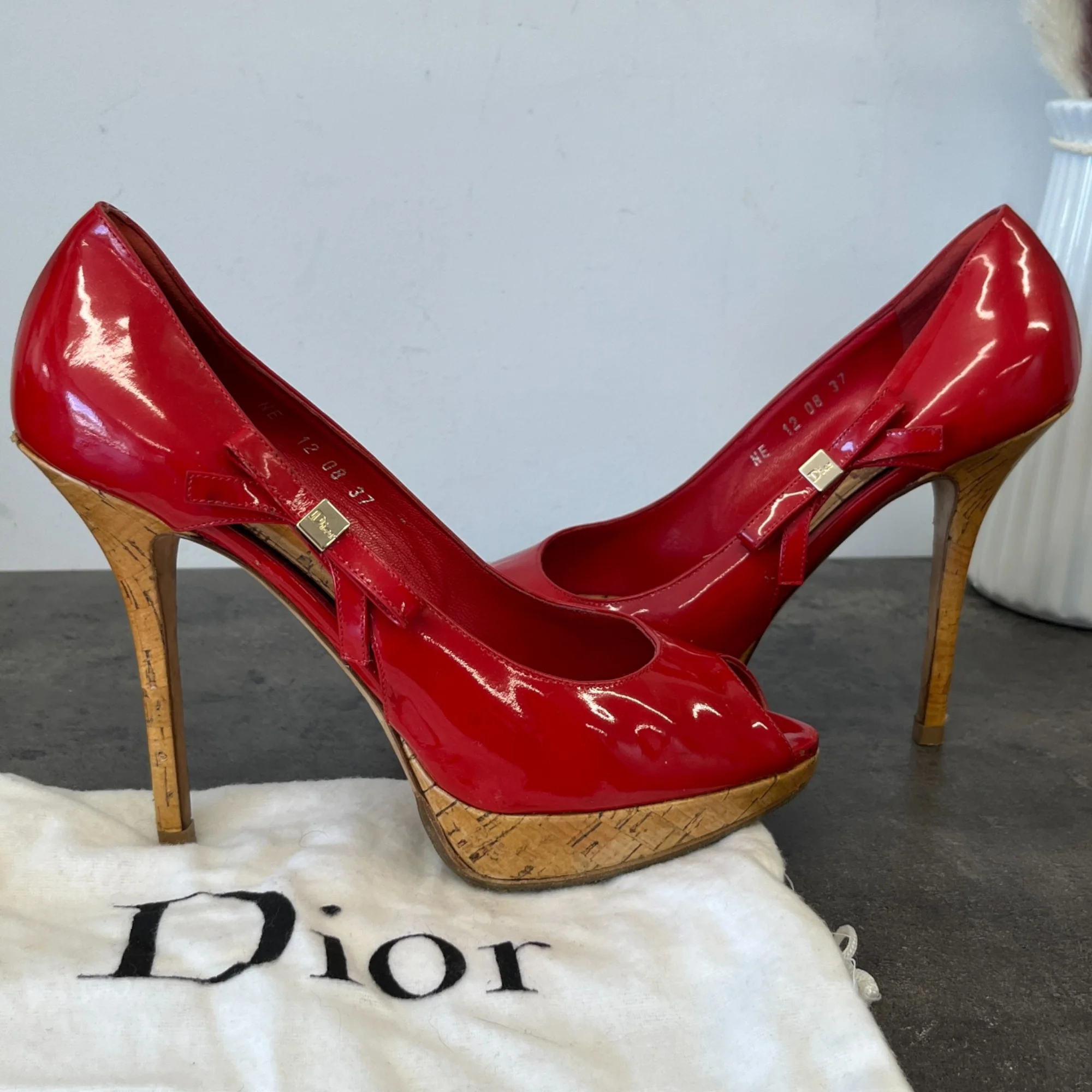Women's Bow Peep Toe Heels Red Size EU 37 / UK 4 - Image 15