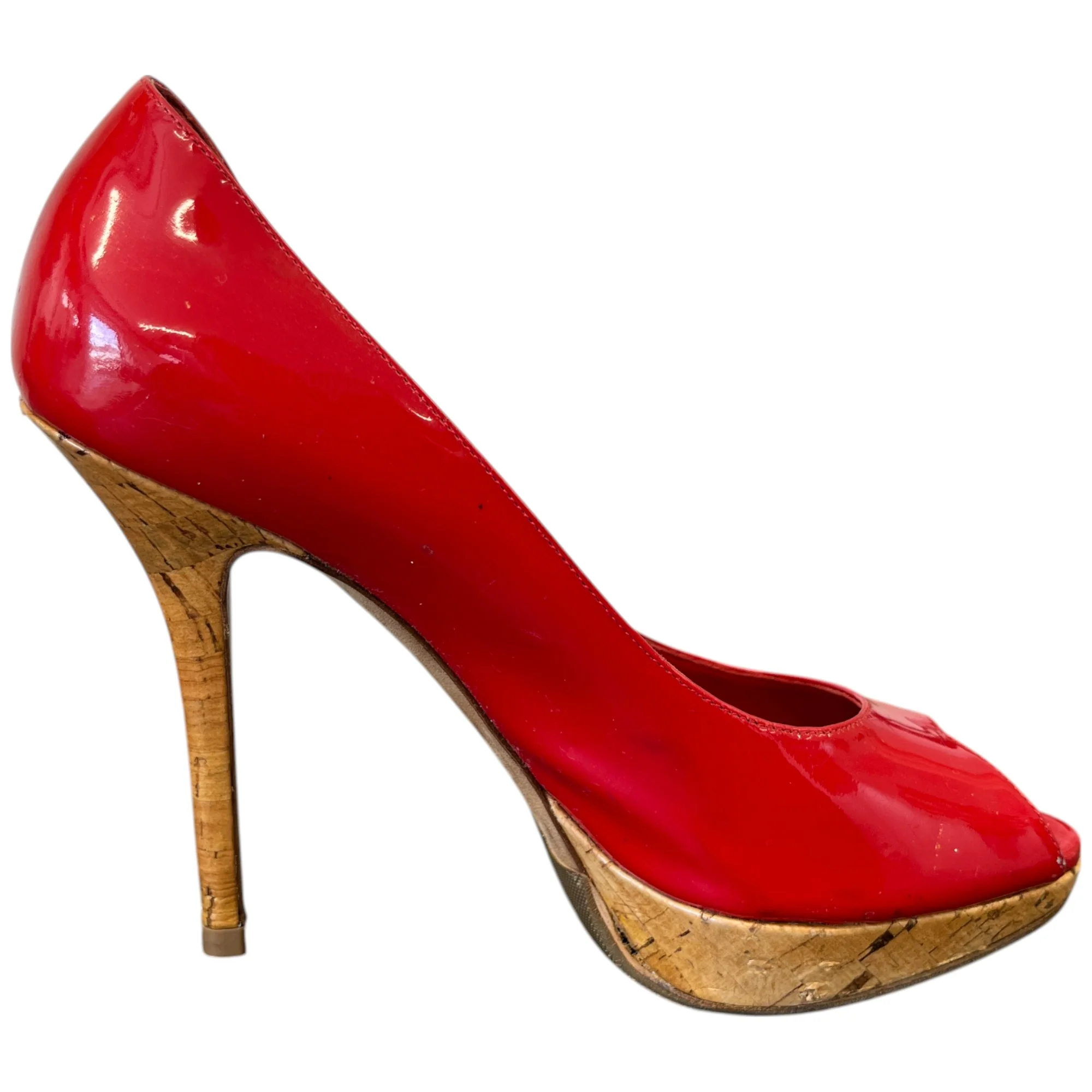 Women's Bow Peep Toe Heels Red Size EU 37 / UK 4 - Image 4