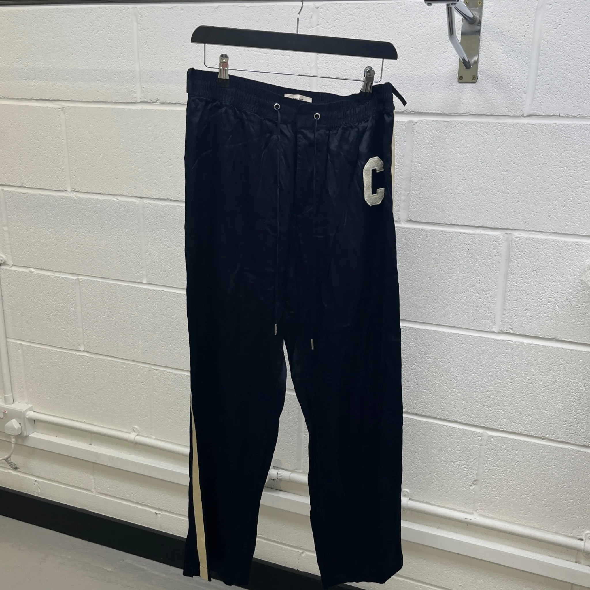 Women's C Logo Stripe Joggers Navy Size Waist 38" - Image 9