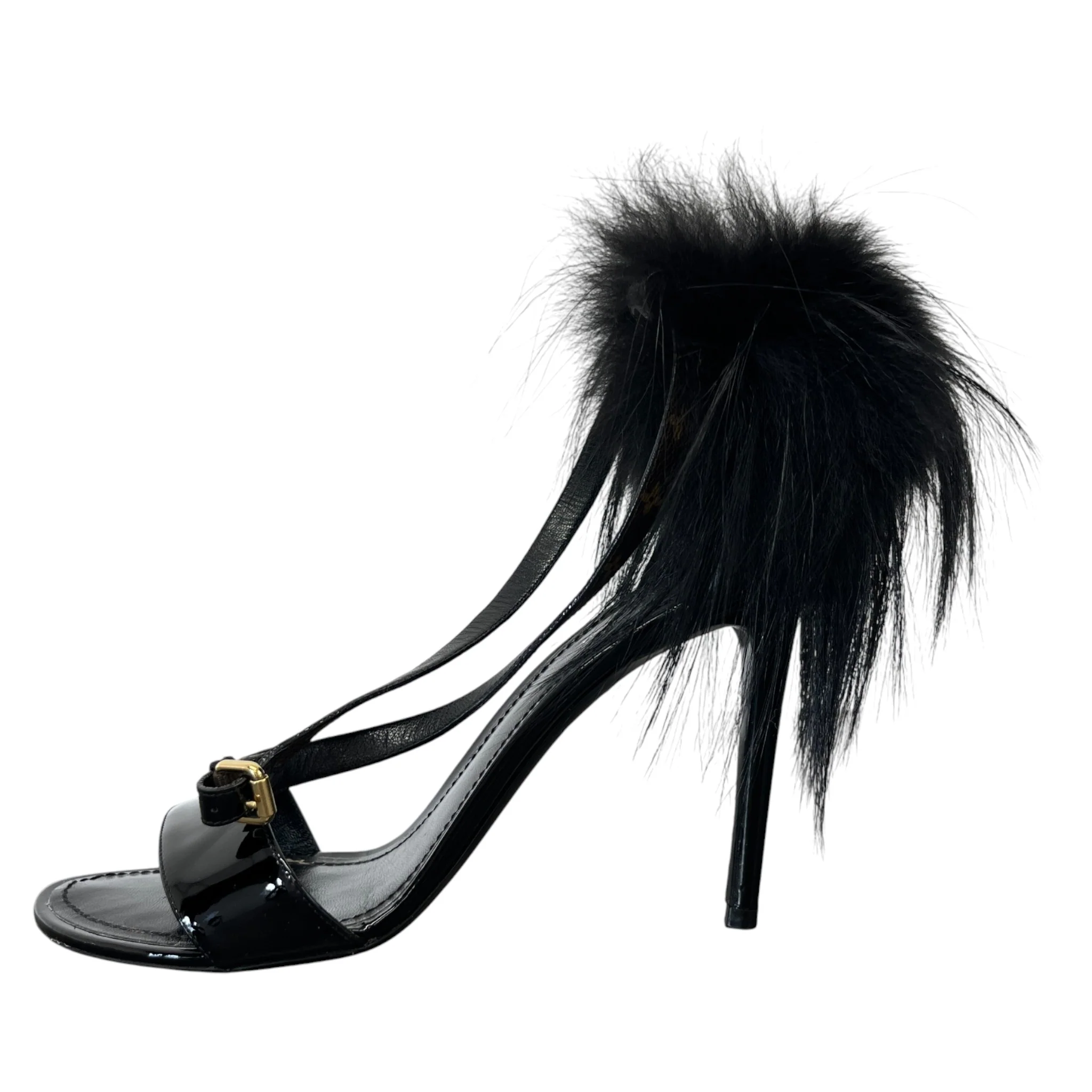Women's Call Back Fur Trim Heels Black Size EU 38 / UK 5 - Image 5