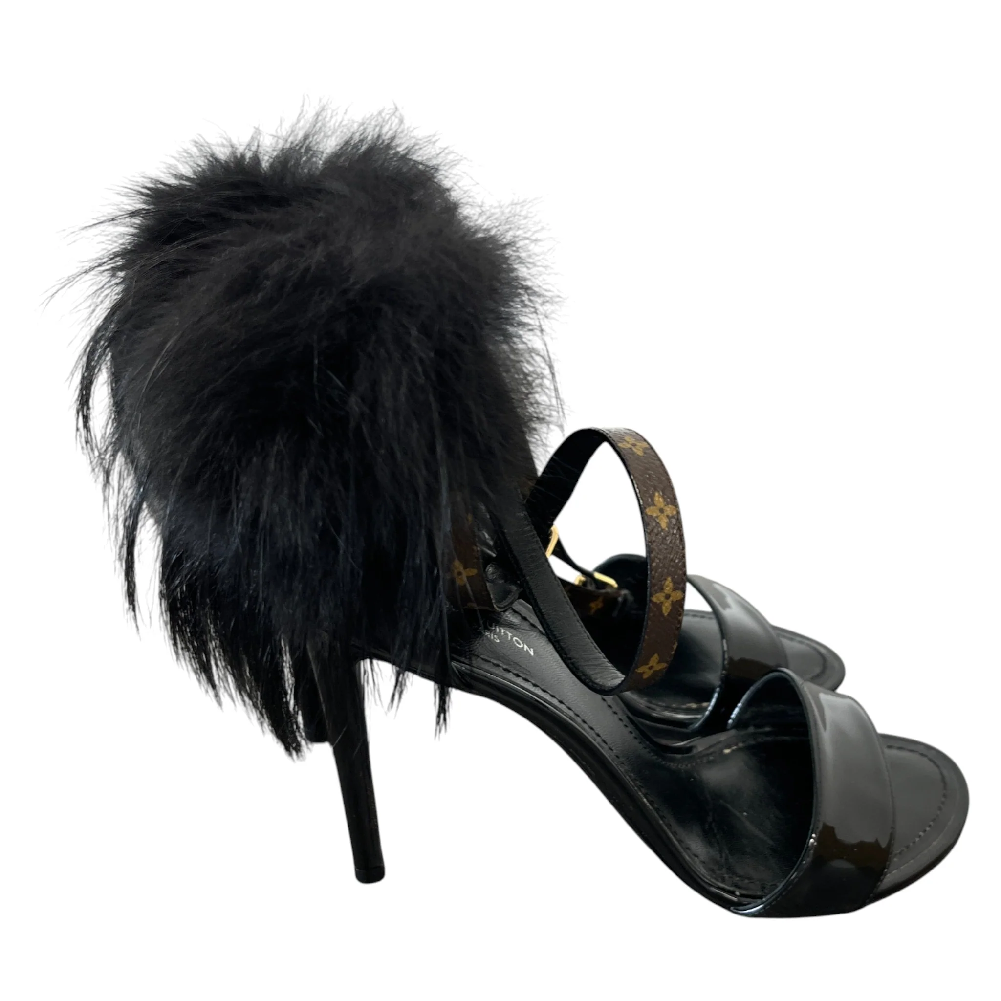 Women's Call Back Fur Trim Heels Black Size EU 38 / UK 5 - Image 8