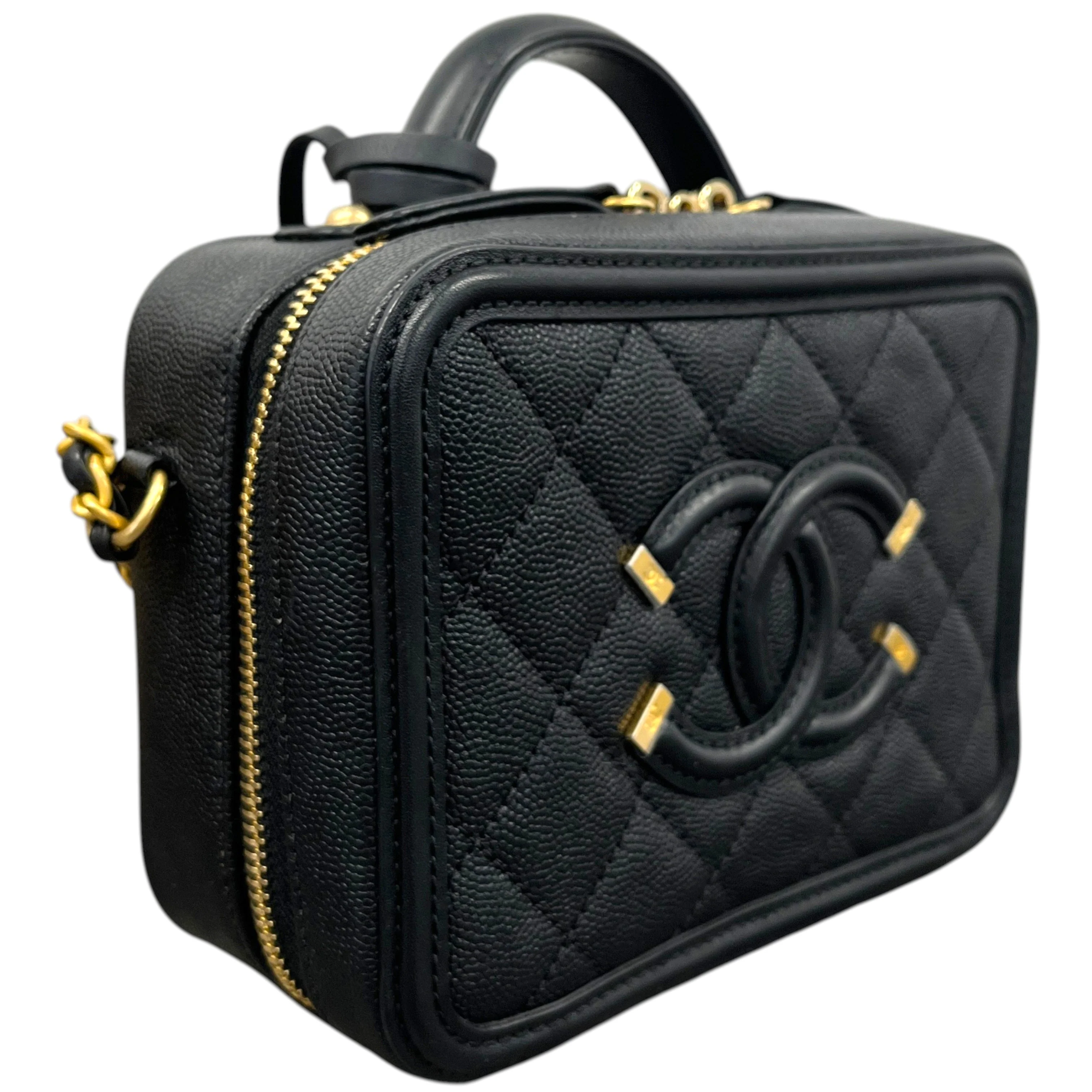 Women's Cc Filigree Vanity Case Caviar Bag Black - Image 3