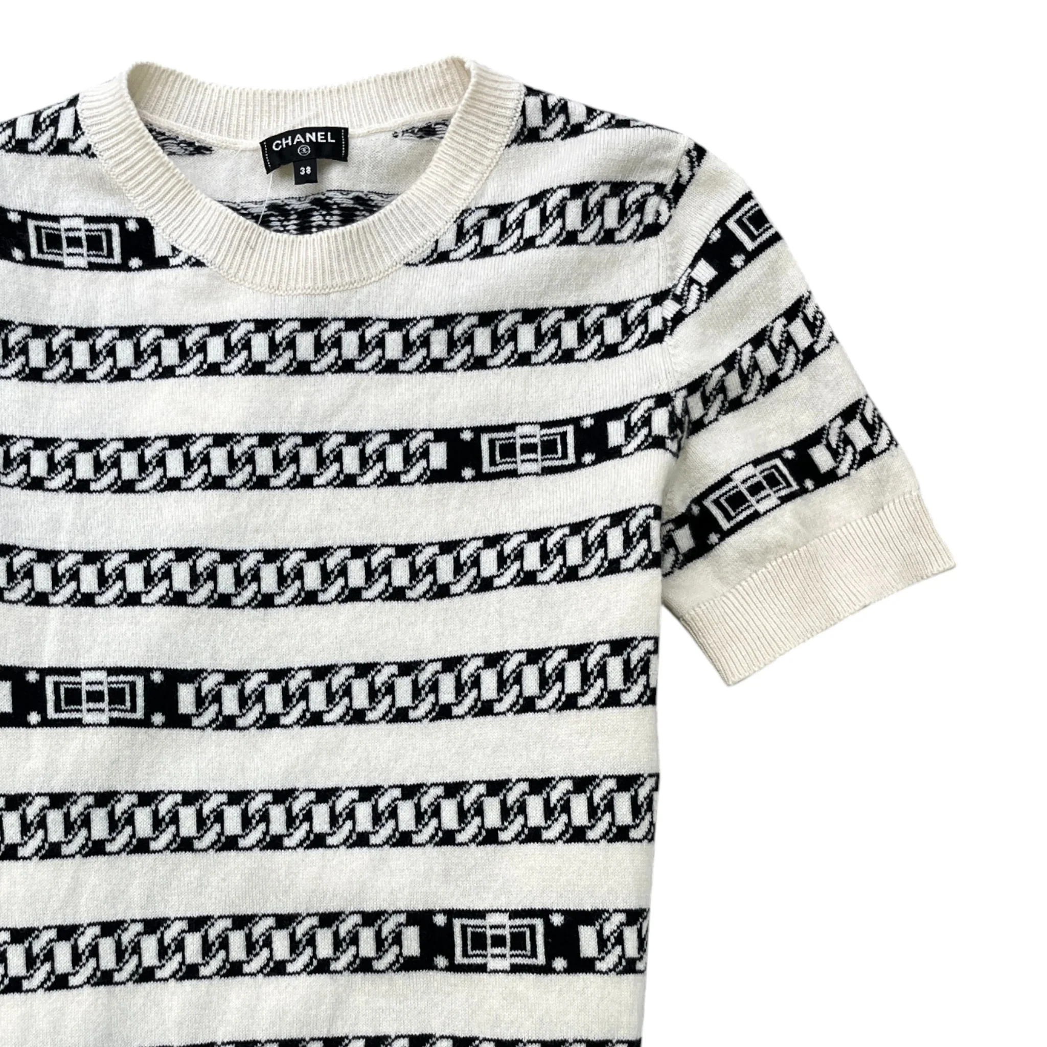 Women's Chain Link Cashmere Top Cream Size XS - Image 3