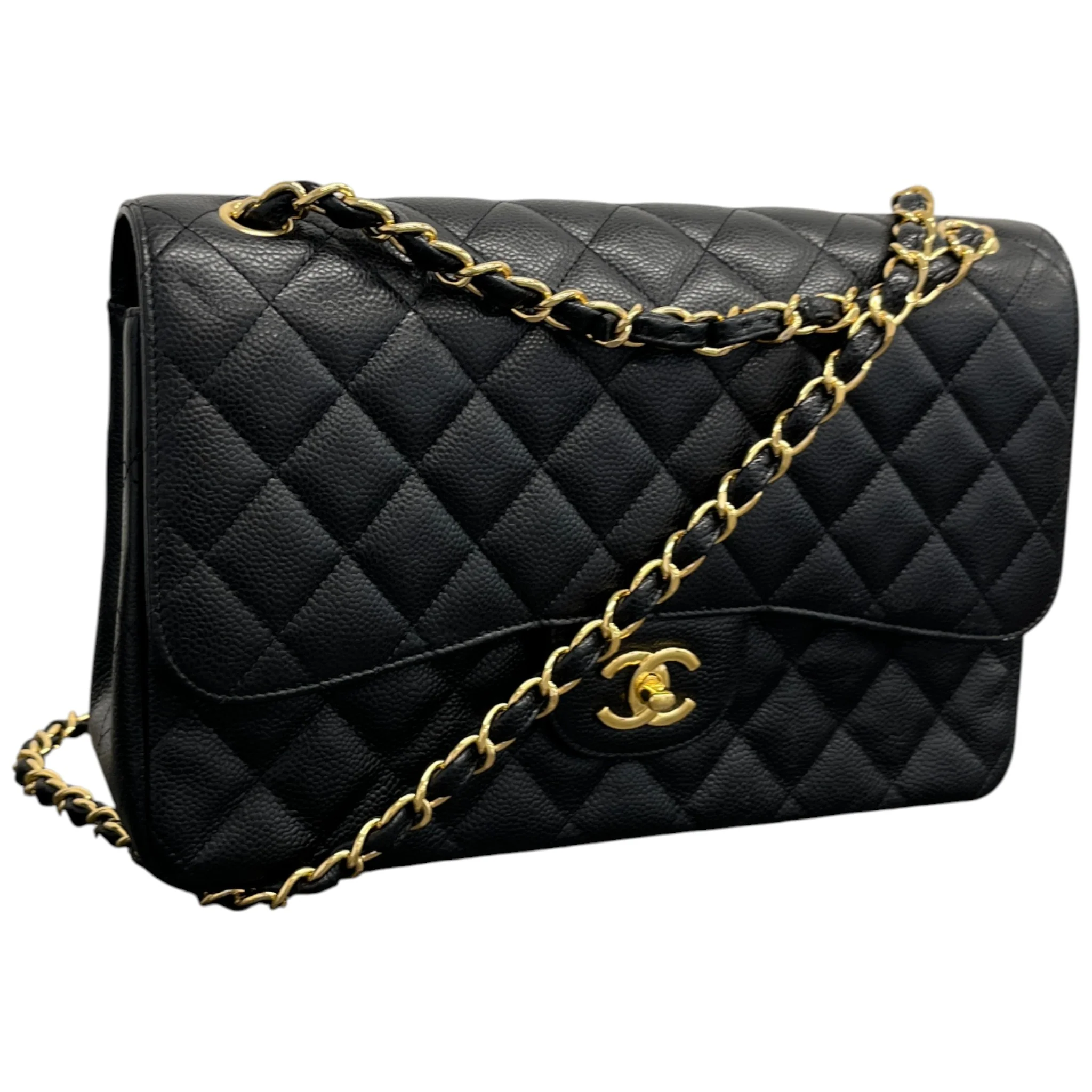 Women's Classic Double Flap Caviar Jumbo Bag Black - Image 5