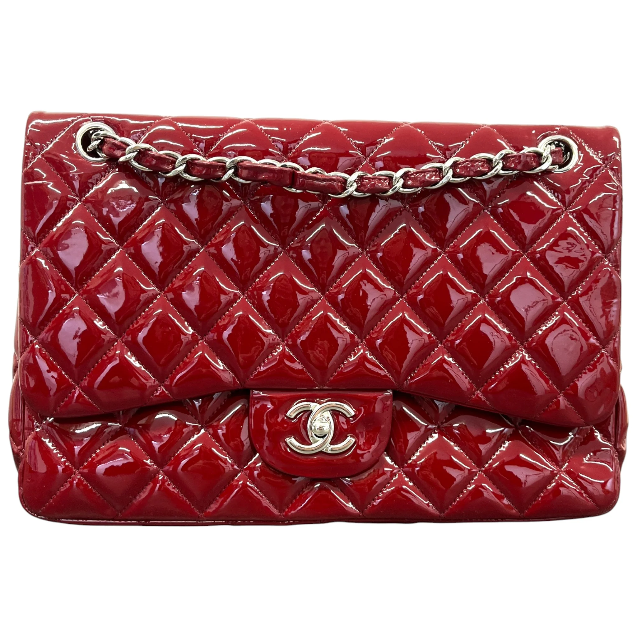 Women's Classic Double Flap Jumbo Bag Red - Image 3