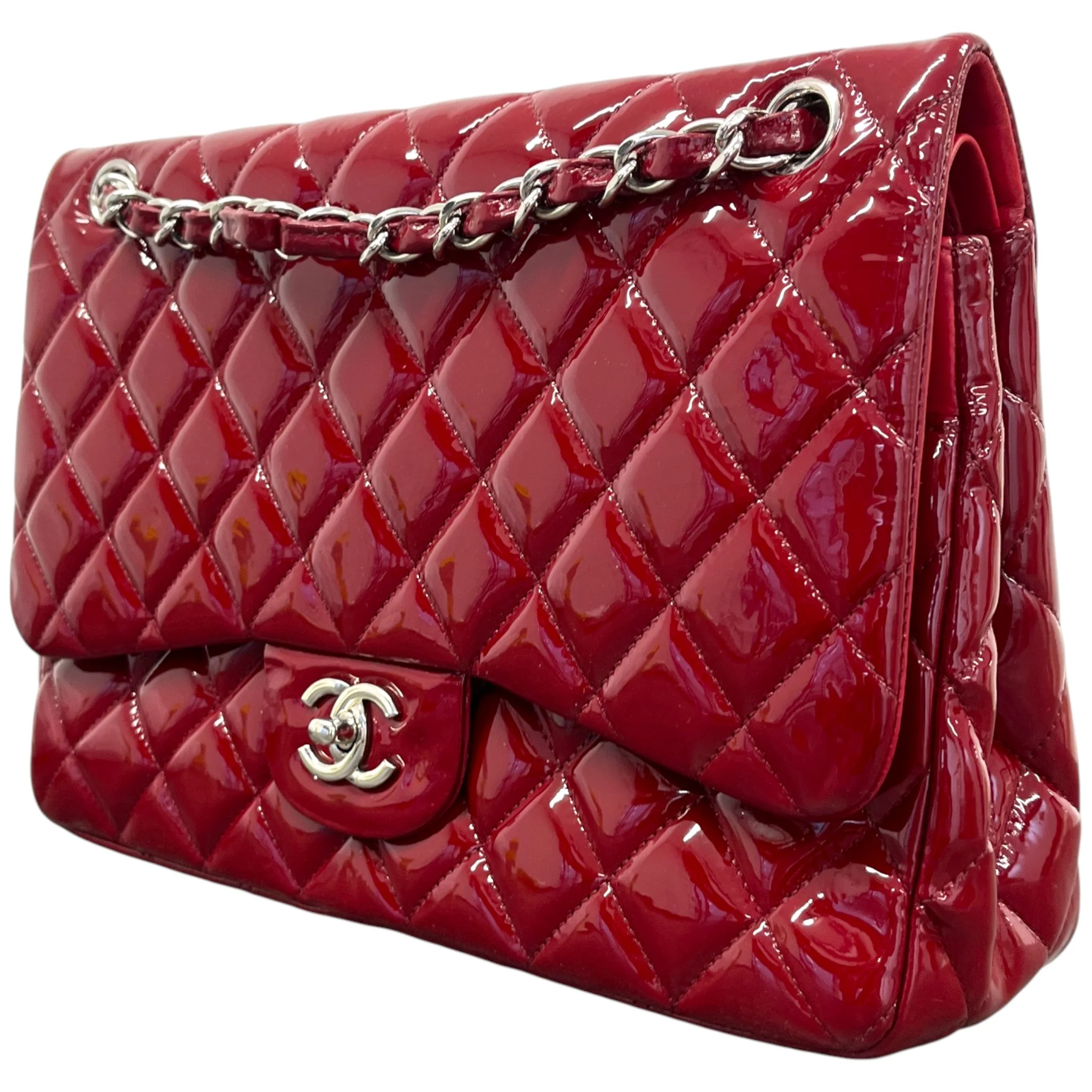 Women's Classic Double Flap Jumbo Bag Red - Image 6