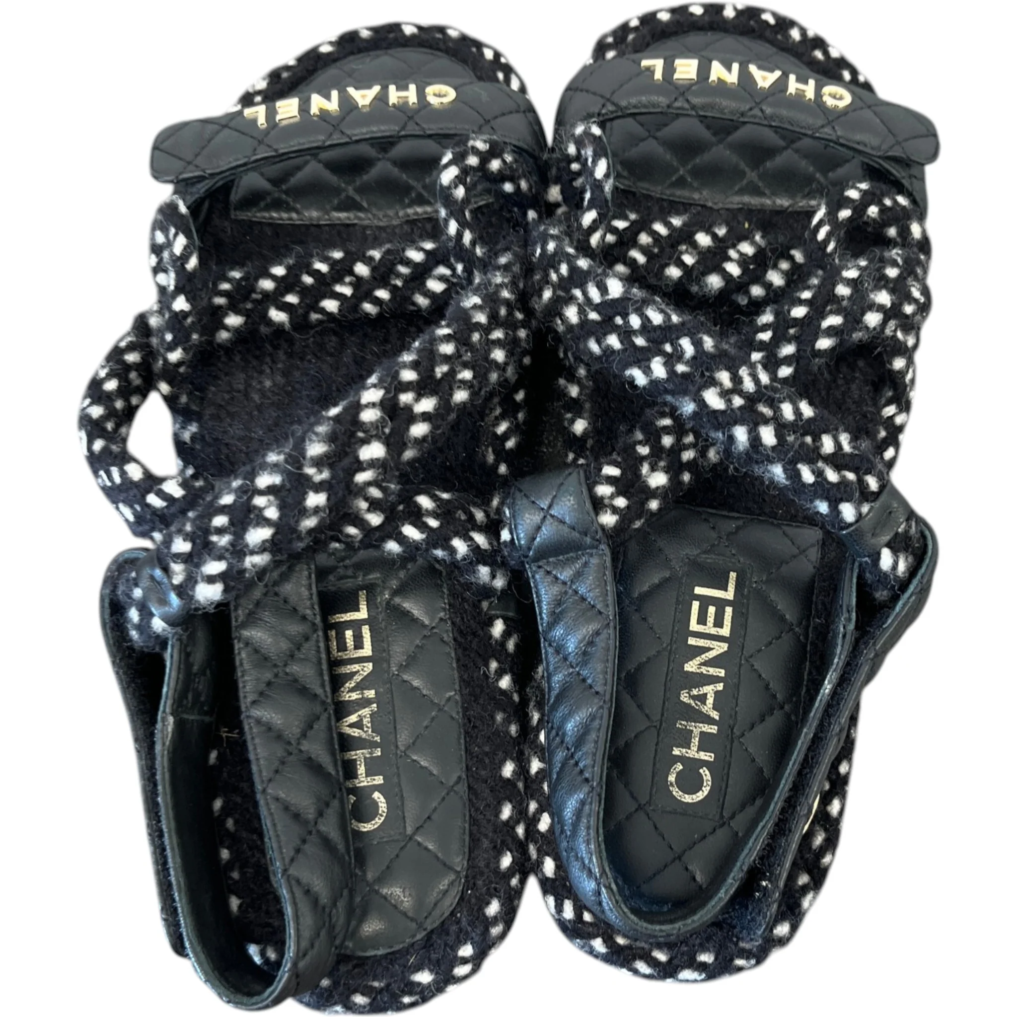 Women's Cord Tweed Sandals Black Size EU 41 / UK 8 - Image 7
