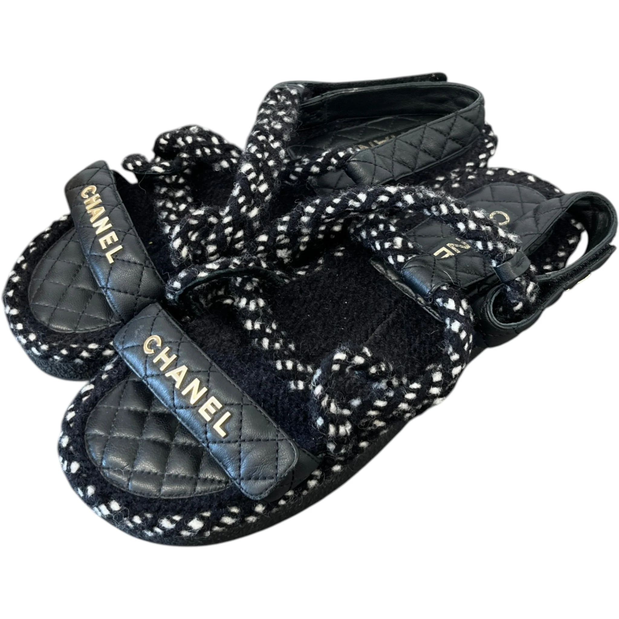 Women's Cord Tweed Sandals Black Size EU 41 / UK 8 - Image 9