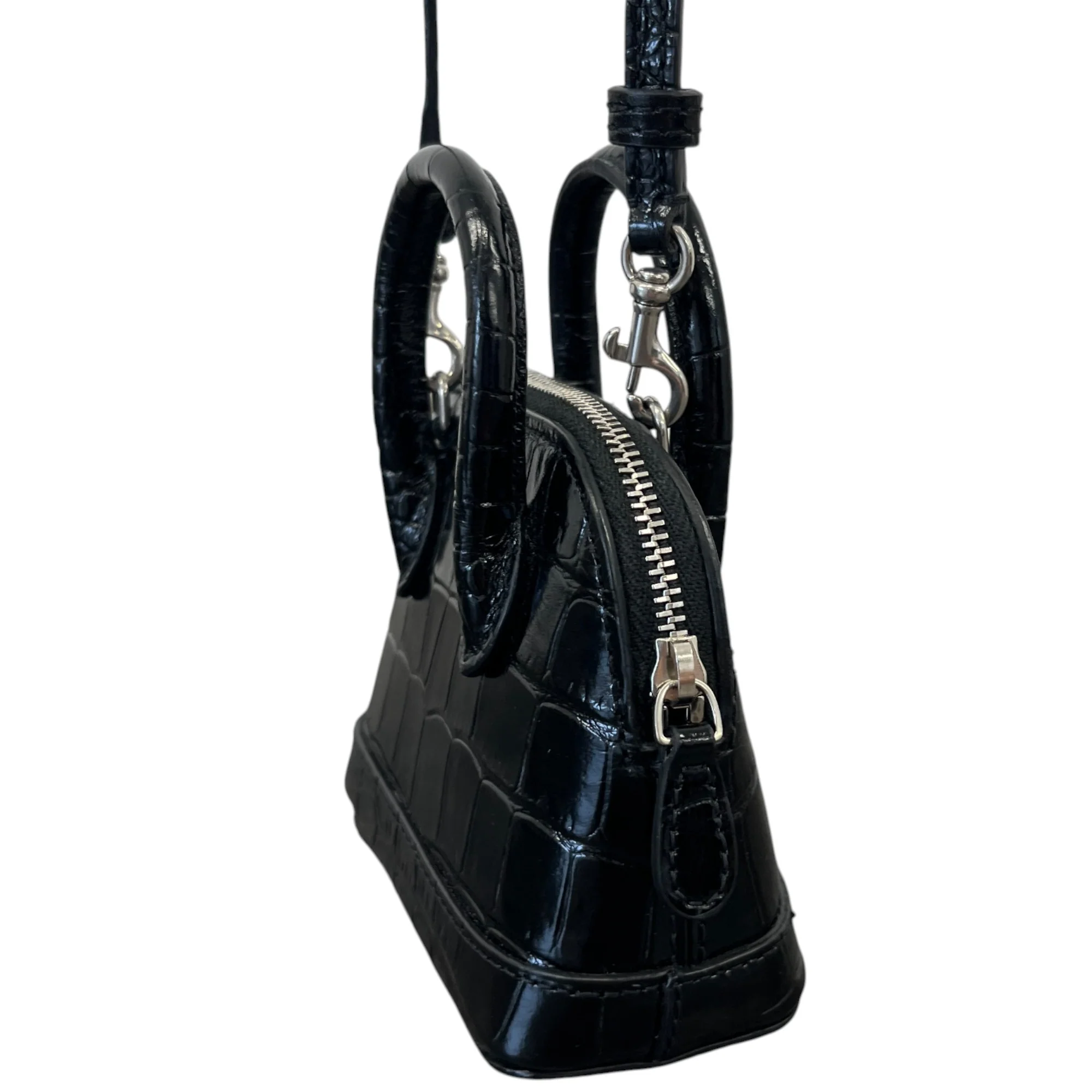 Women's Croc Micro Ville Top Handle Bag Black - Image 7