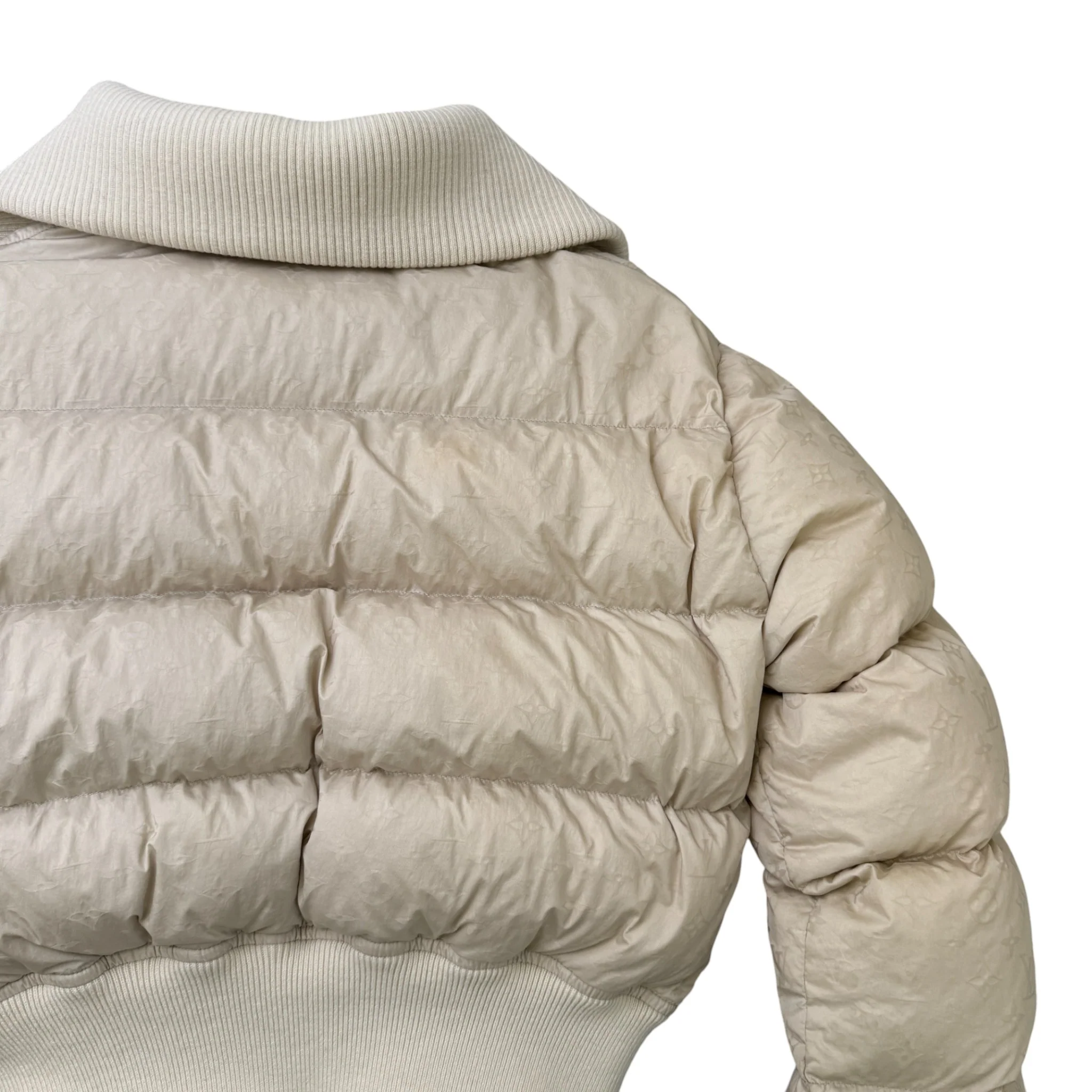 Women's Cropped Monogram Down Jacket Cream Size IT 36 / UK 4 - Image 4