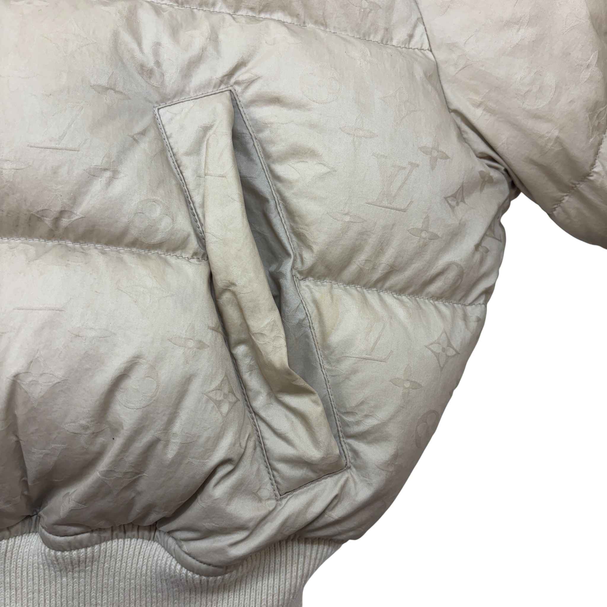 Women's Cropped Monogram Down Jacket Cream Size IT 36 / UK 4 - Image 9