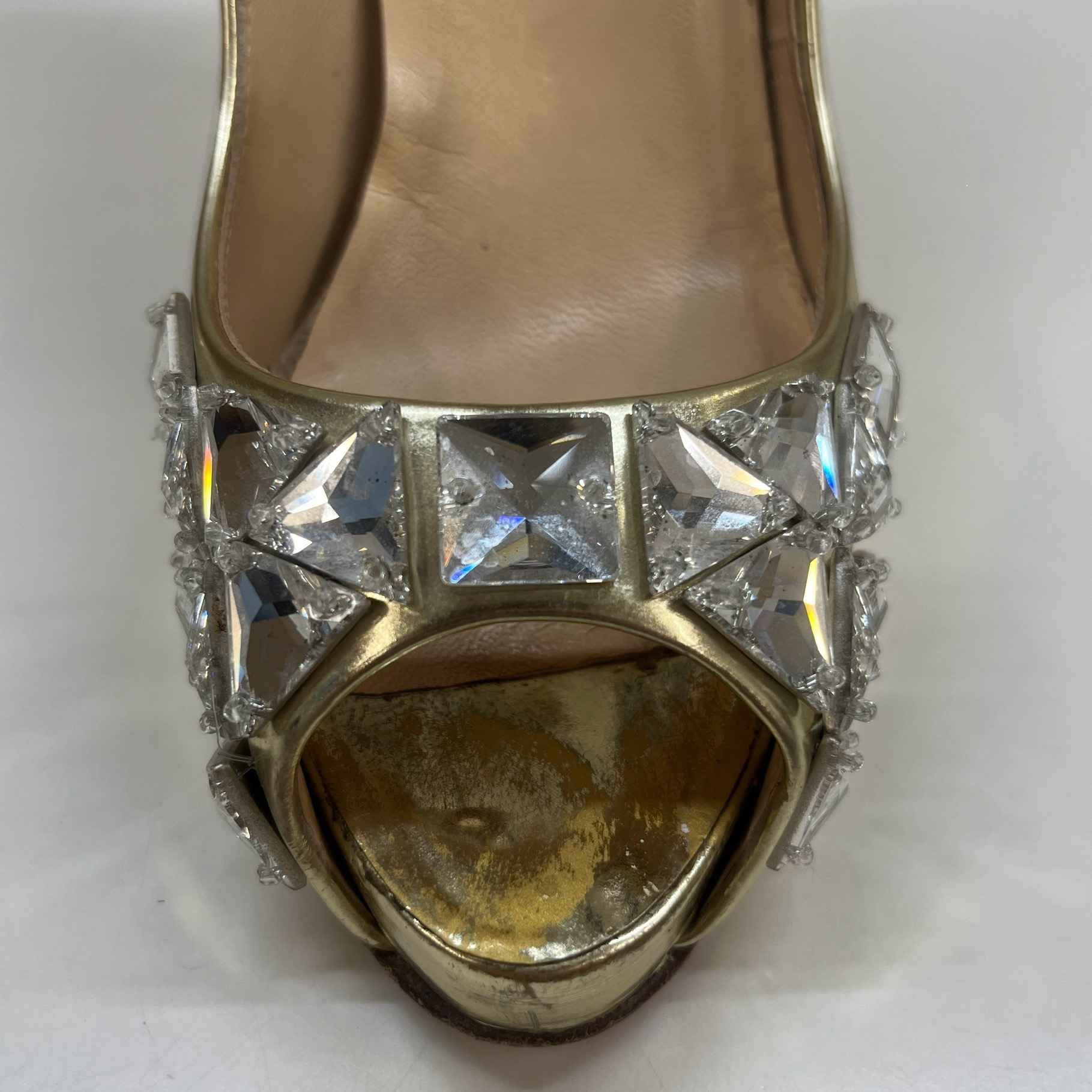 Women's Crystal Embellished Heels Gold Size EU 38 / UK 5 - Image 13
