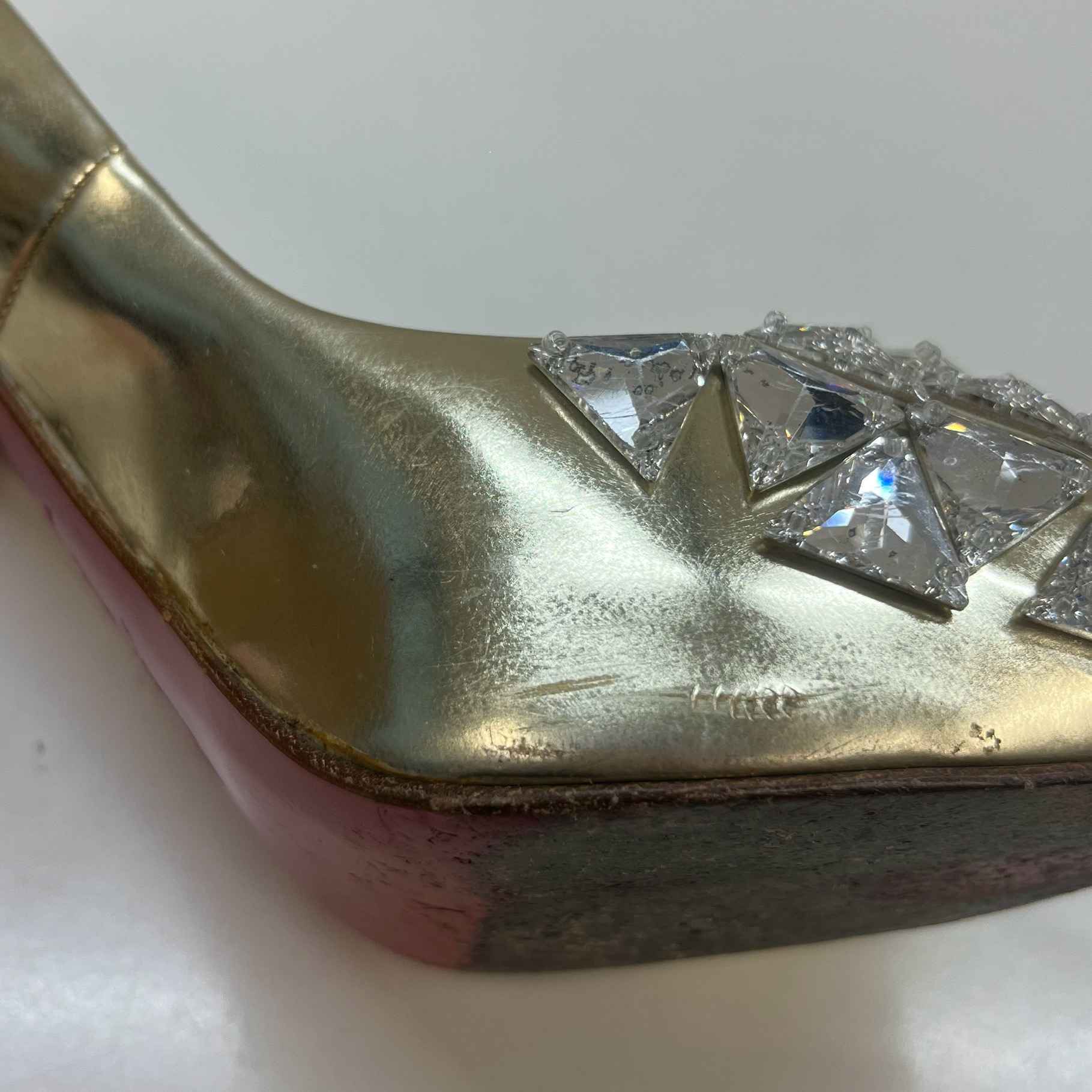 Women's Crystal Embellished Heels Gold Size EU 38 / UK 5 - Image 14