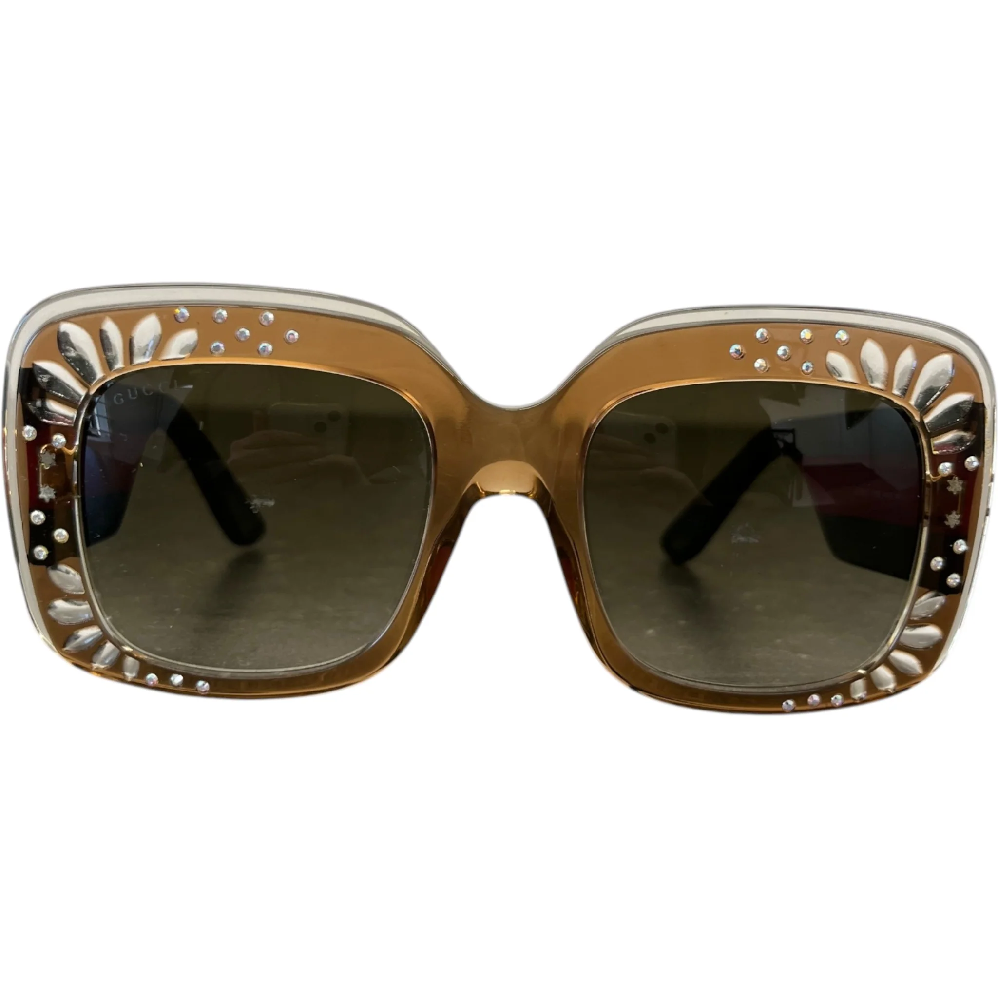 Women's Crystal Embellished Sunglasses Brown