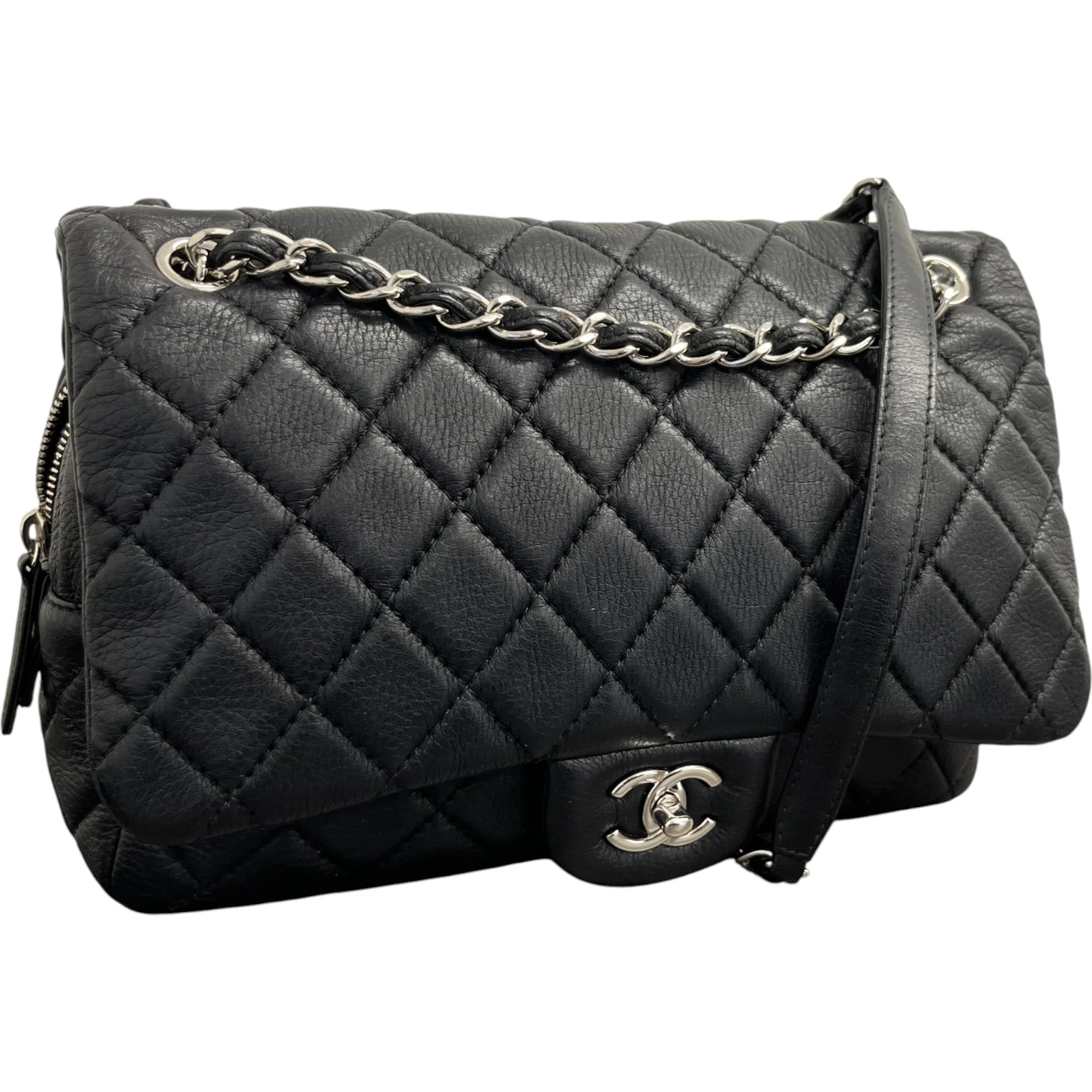 Women's Easy Flap Lambskin Bag Black - Image 4