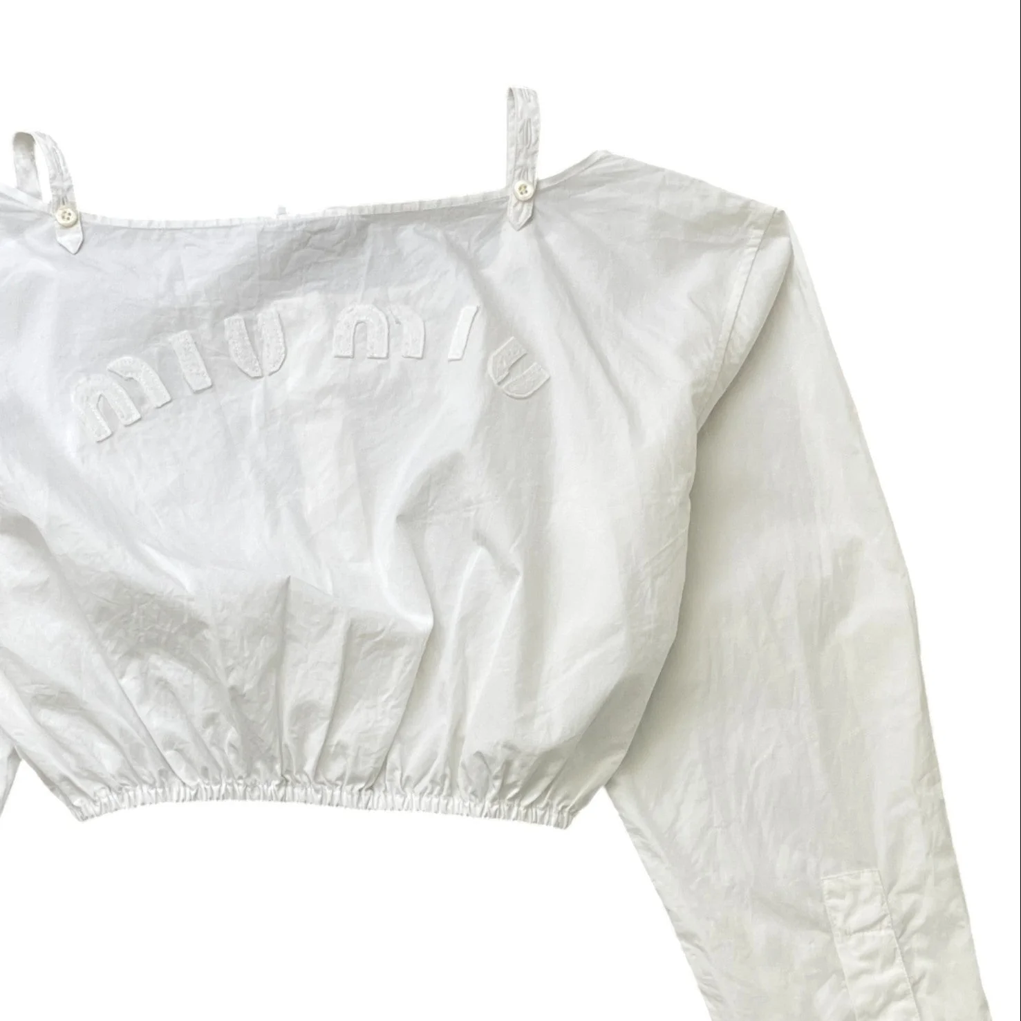 Women's Embroidered Logo Shirt White Size S - Image 4