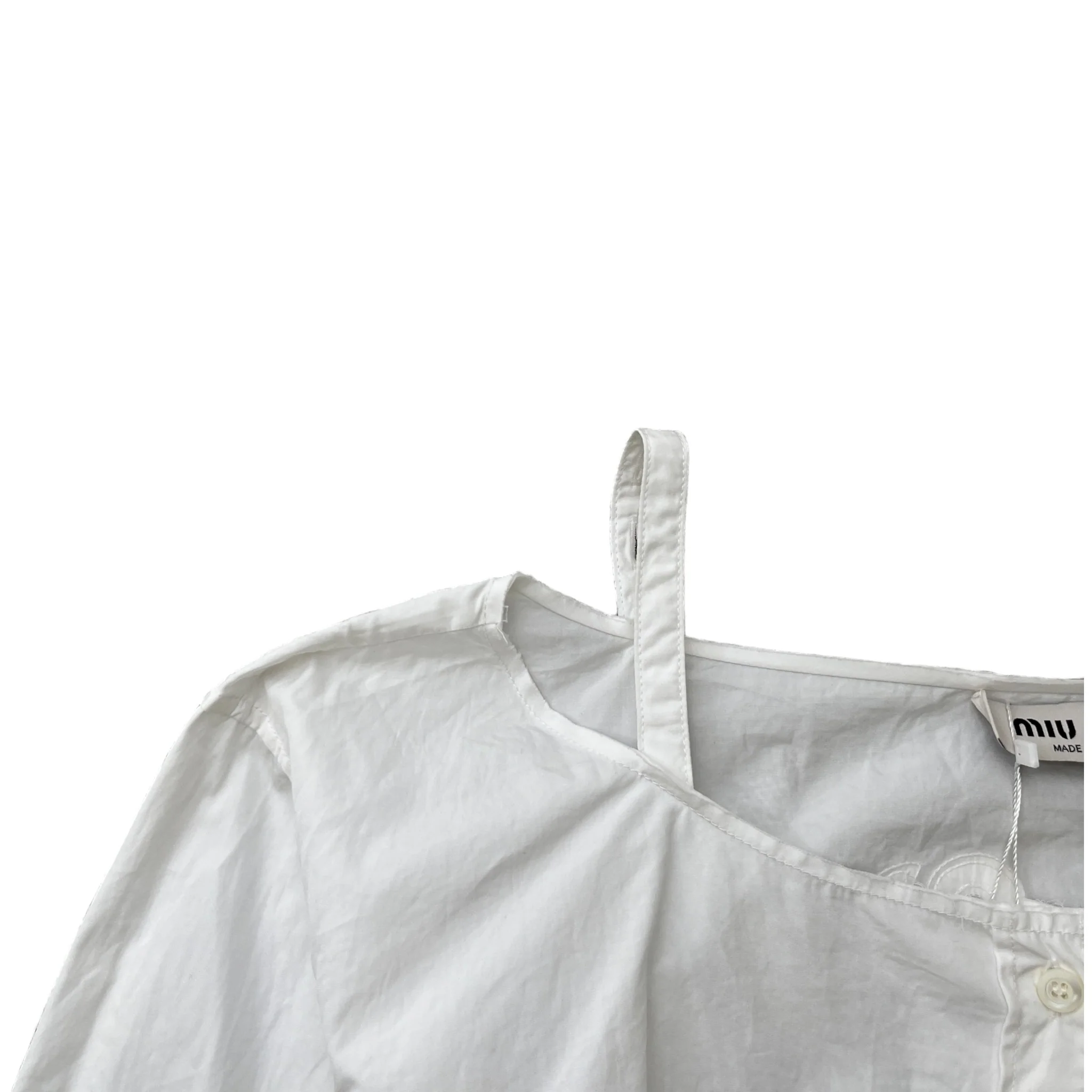 Women's Embroidered Logo Shirt White Size S - Image 5