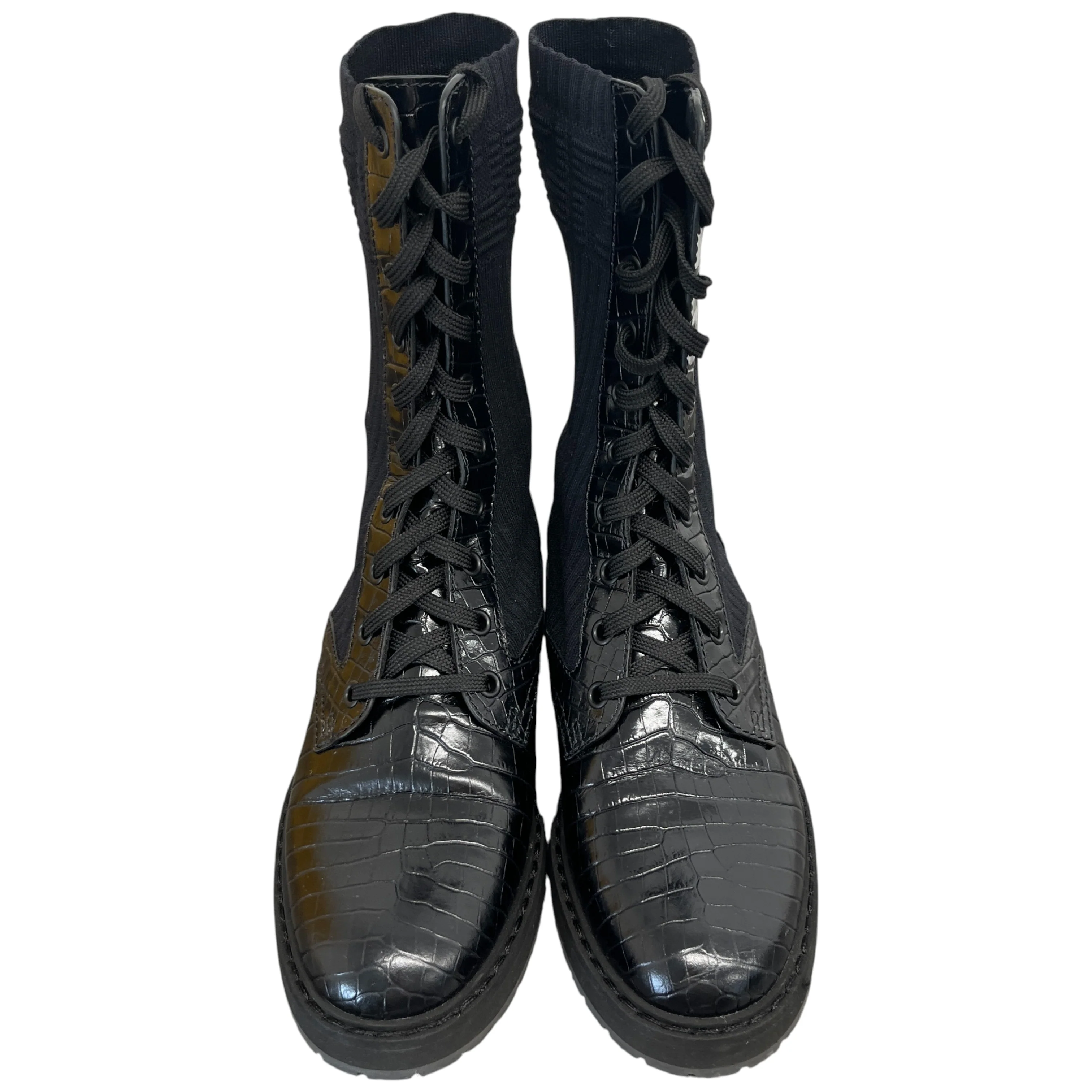 Women's Ff Rockoko Croc Biker Boots Black Size EU 38 / UK 5 - Image 6