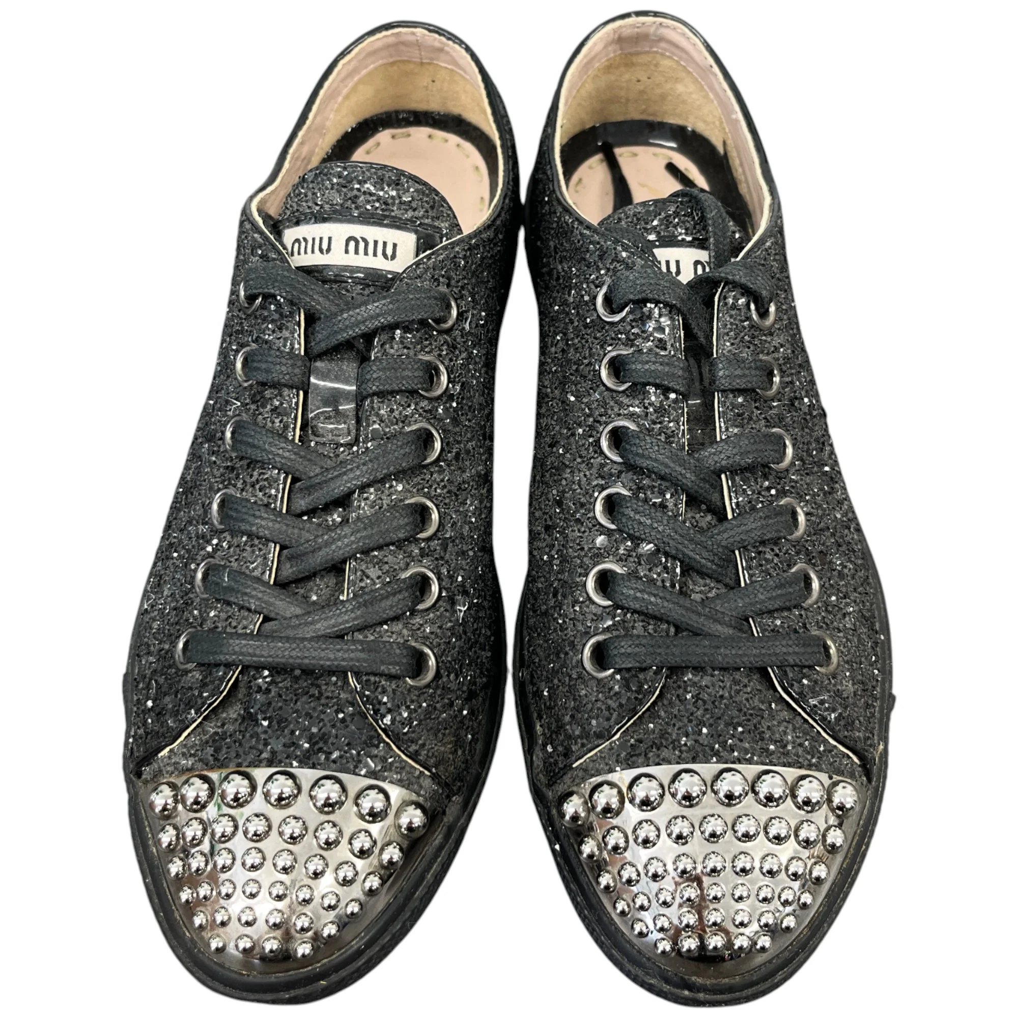 Women's Flat Sole Glitter Low Trainers Black Size EU 36 / UK 3 - Image 6