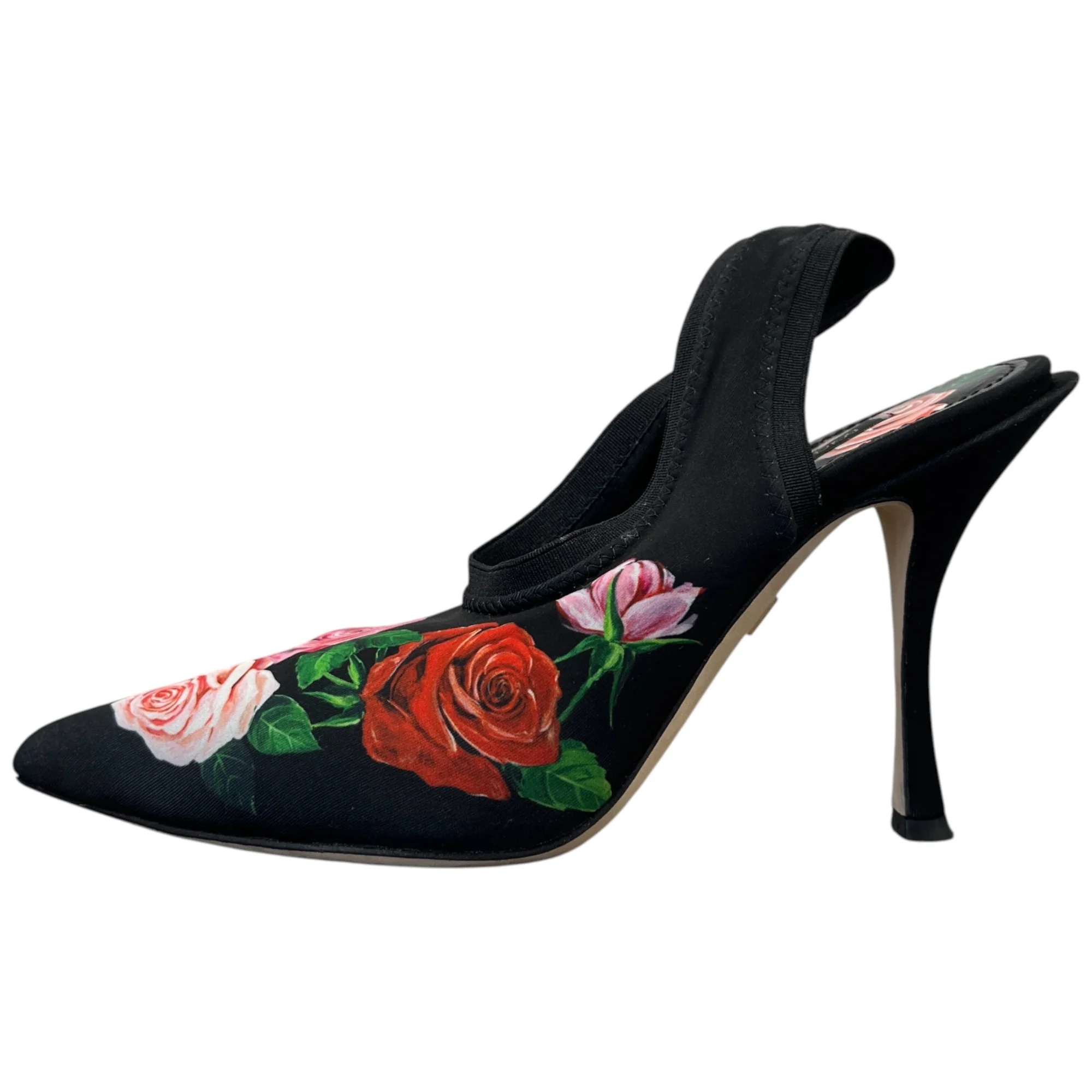 Women's Floral Slingback Heels Black Size EU 36 / UK 3 - Image 5