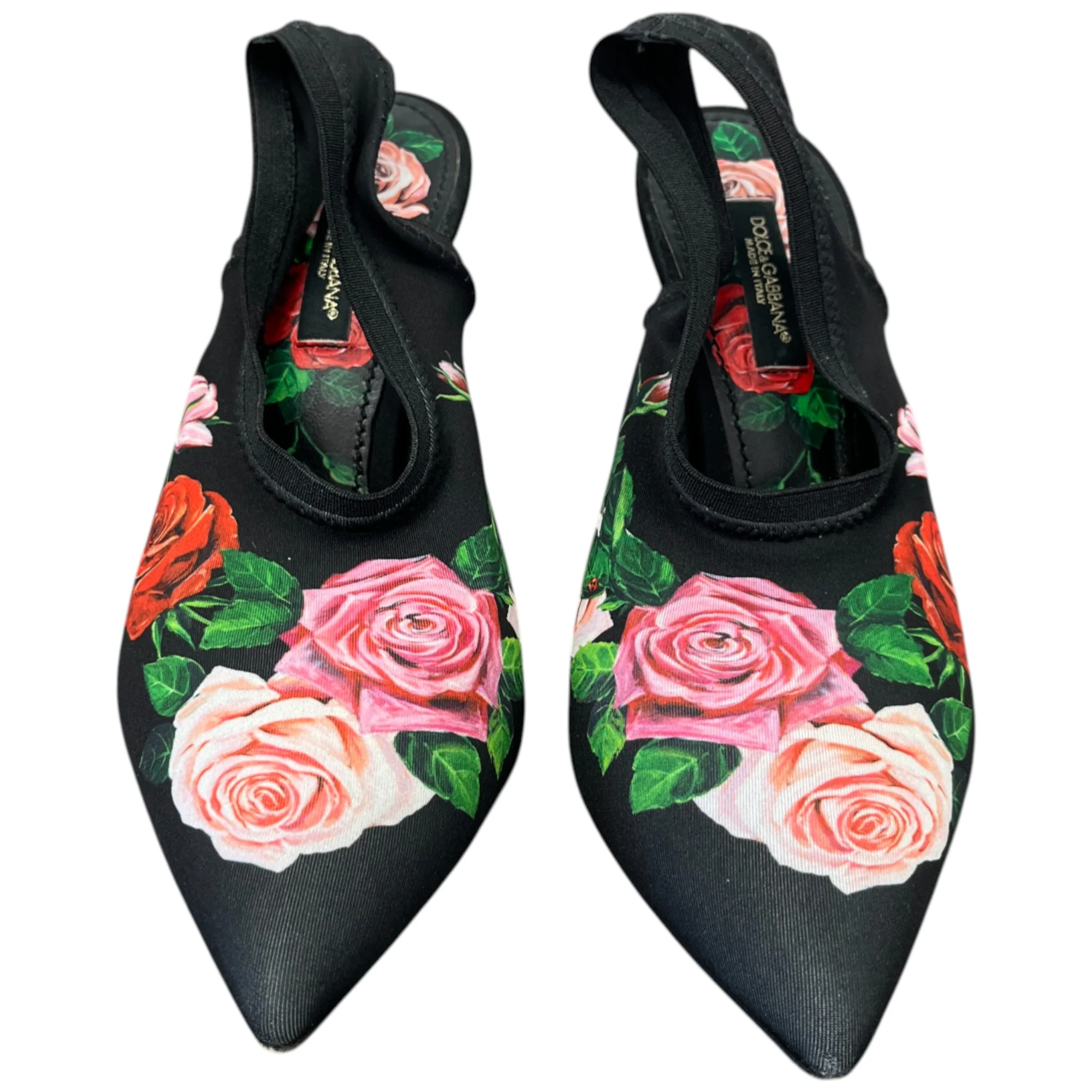 Women's Floral Slingback Heels Black Size EU 36 / UK 3 - Image 6