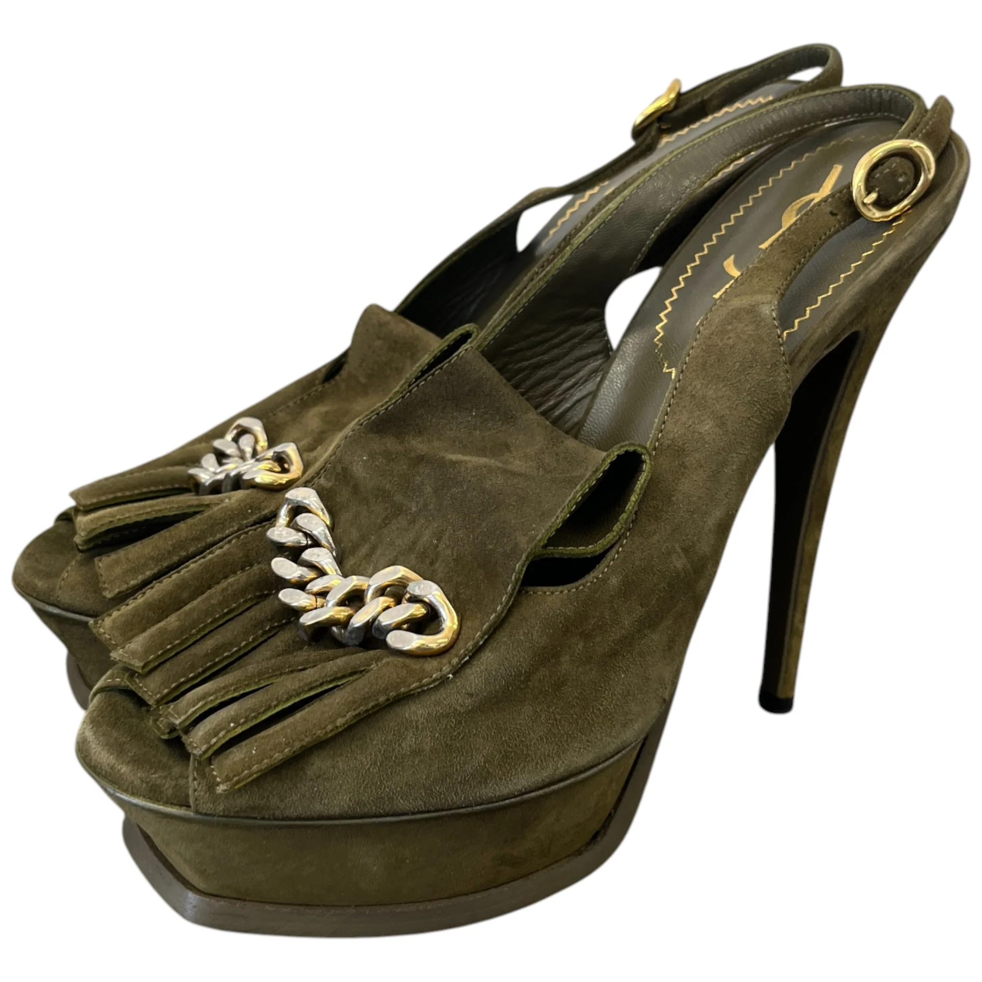 Women's Fringe Chain Detail Heels Green Size EU 38 / UK 5 - Image 9