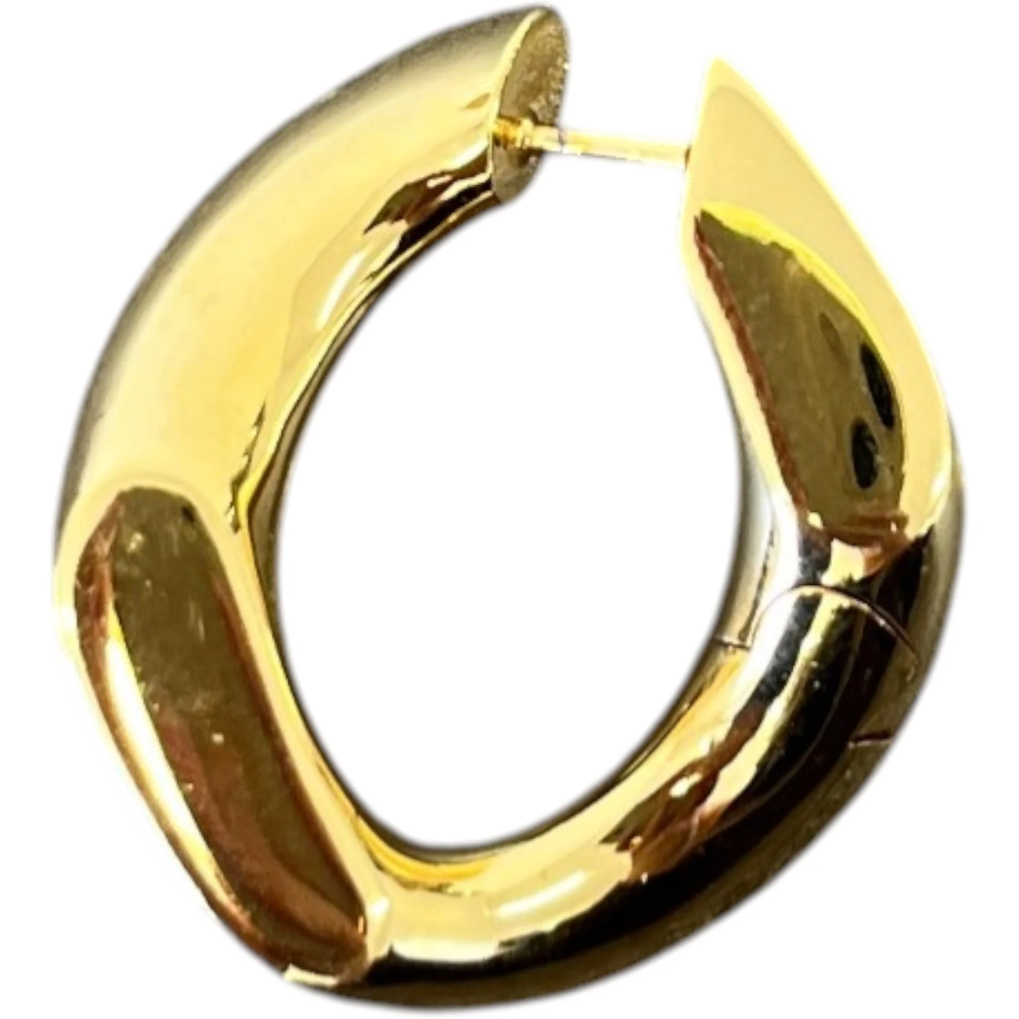 Women's Geometric Script Logo Earrings Gold - Image 6