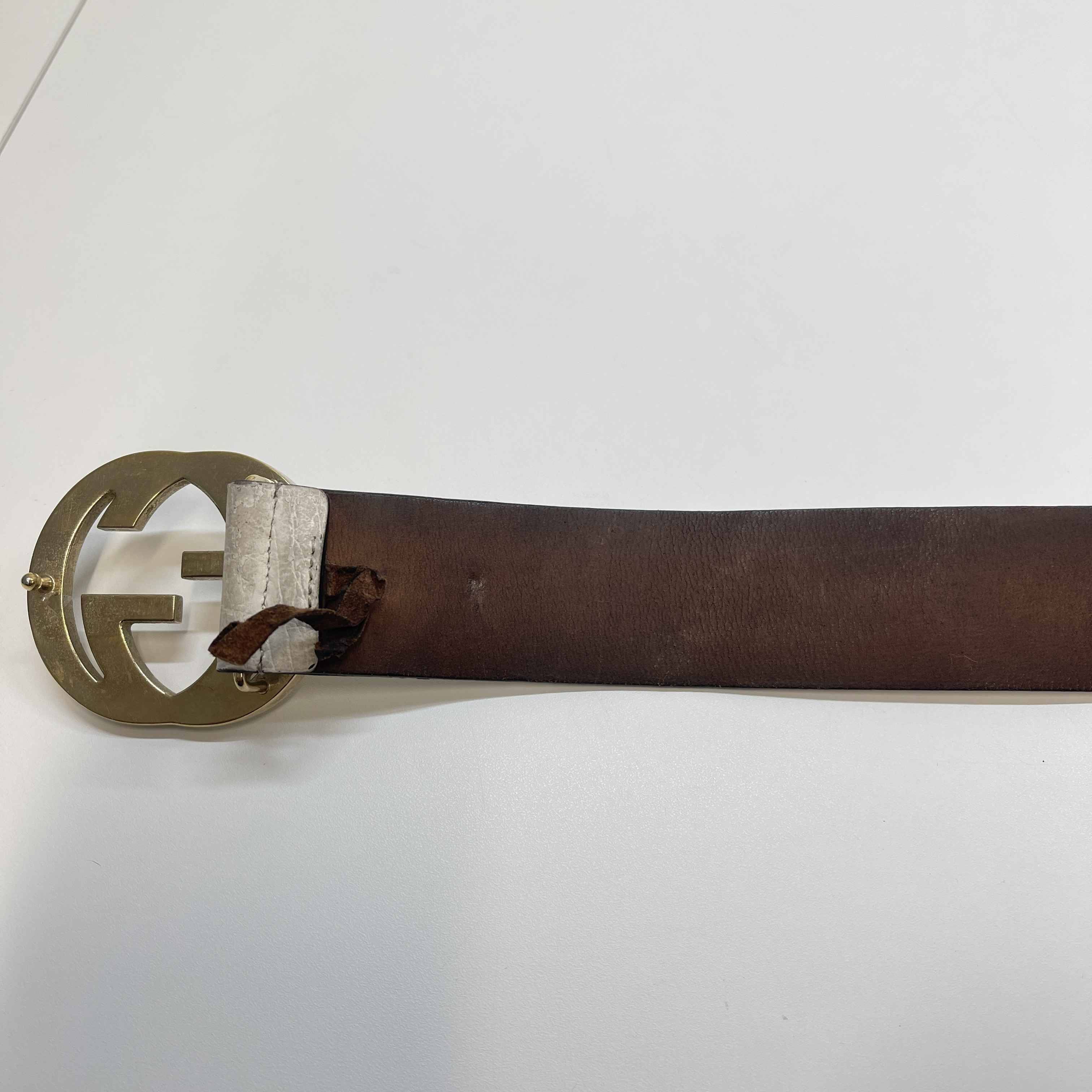 Women's Gg Interlocking Buckle Belt White Size Waist 32" - Image 9
