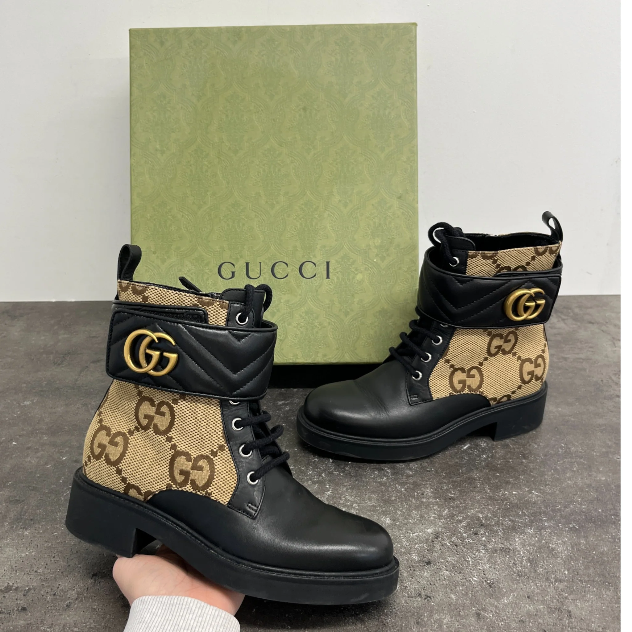 Women's Gg Marmont Round Toe Ankle Boots Black Size EU 36.5 / UK 3.5 - Image 11