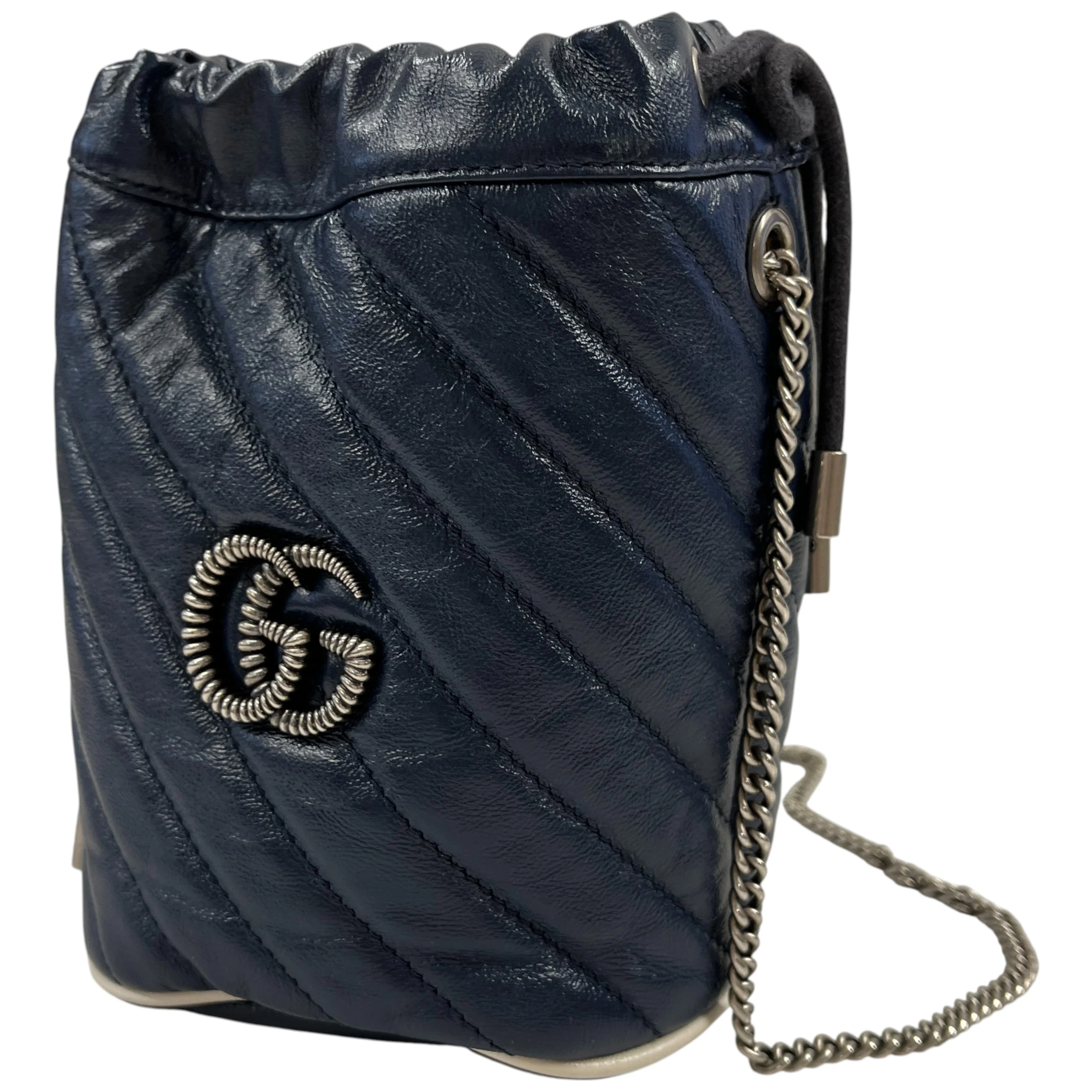 Women's Gg Marmont Small Bucket Bag Navy - Image 6