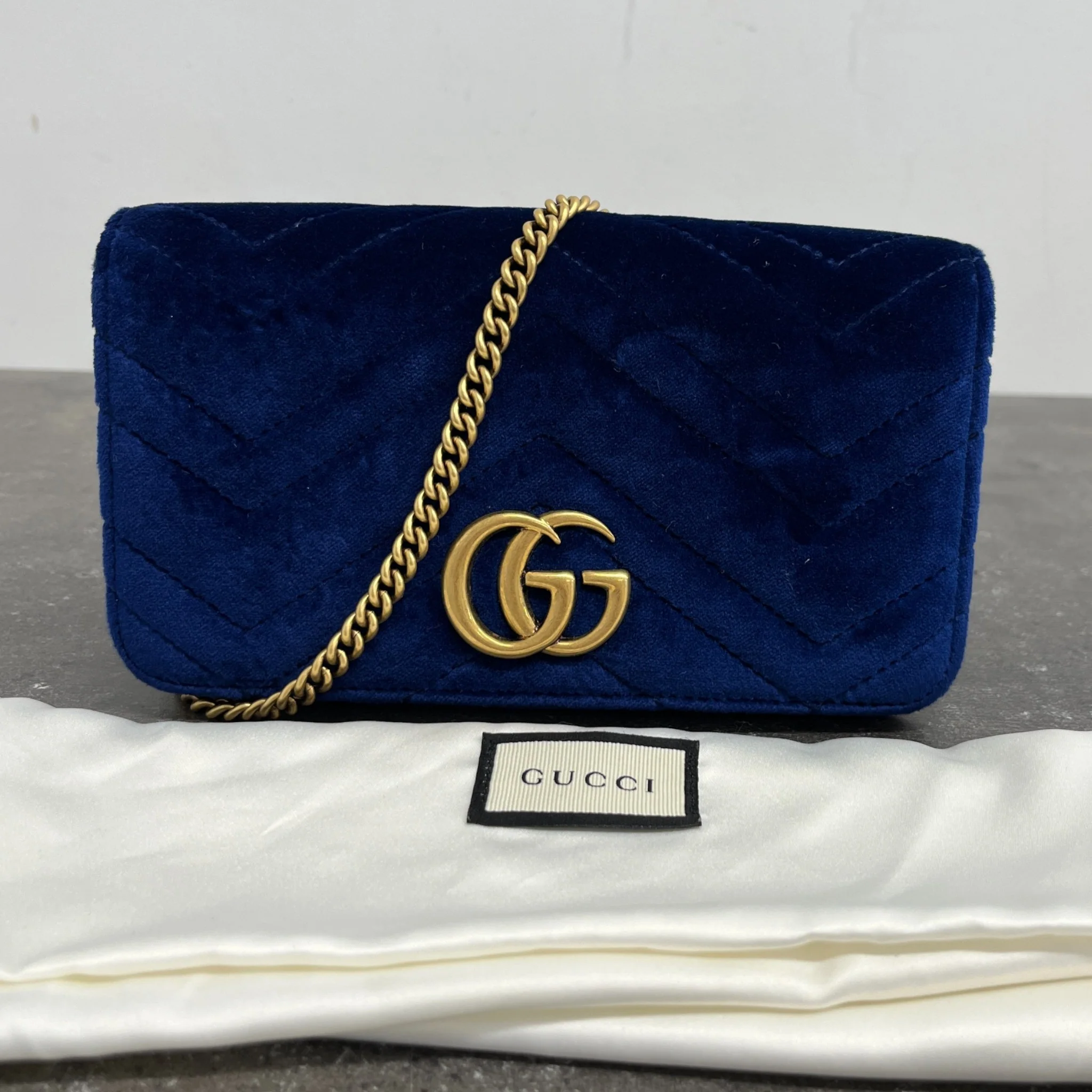 Women's Gg Marmont Super Mini Handbag Blue - Image 11